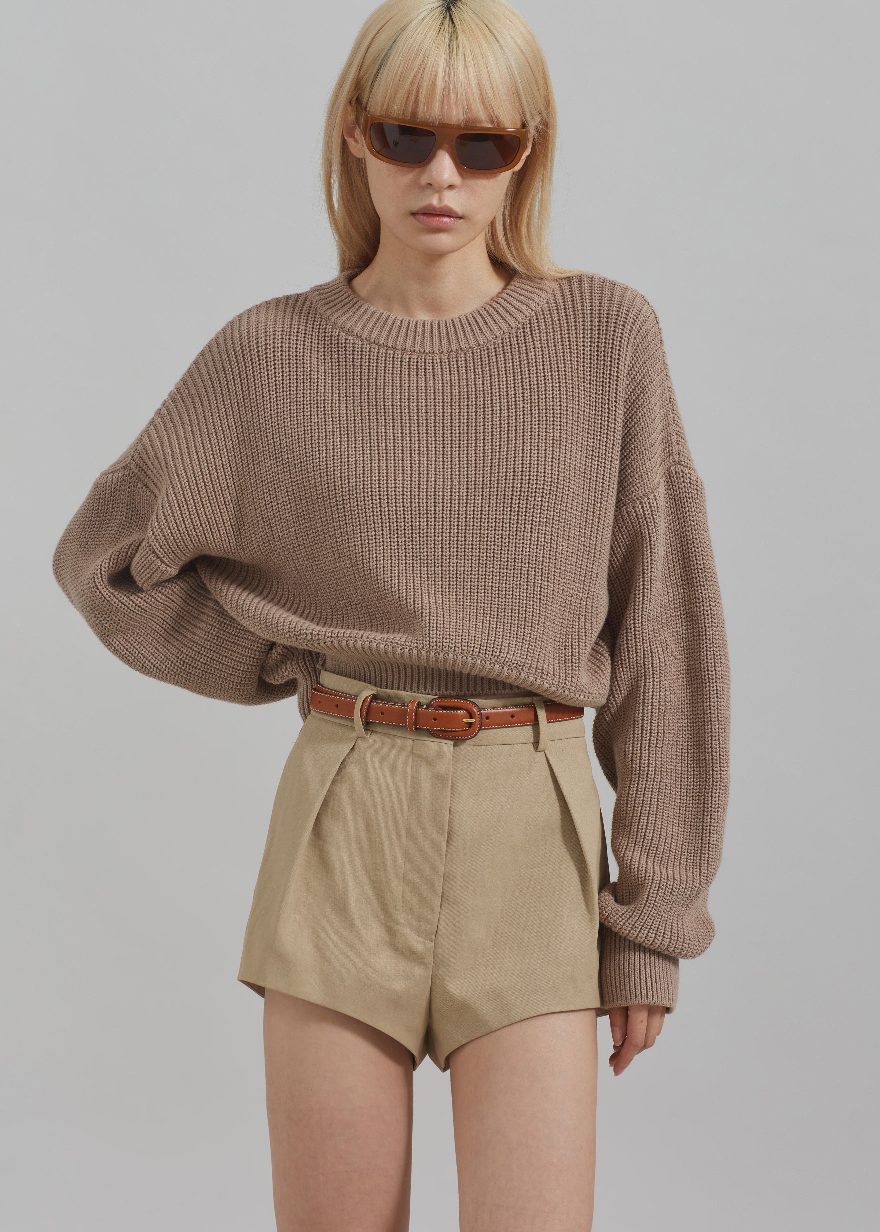 Teague Cropped Sweater - Beige - 6
