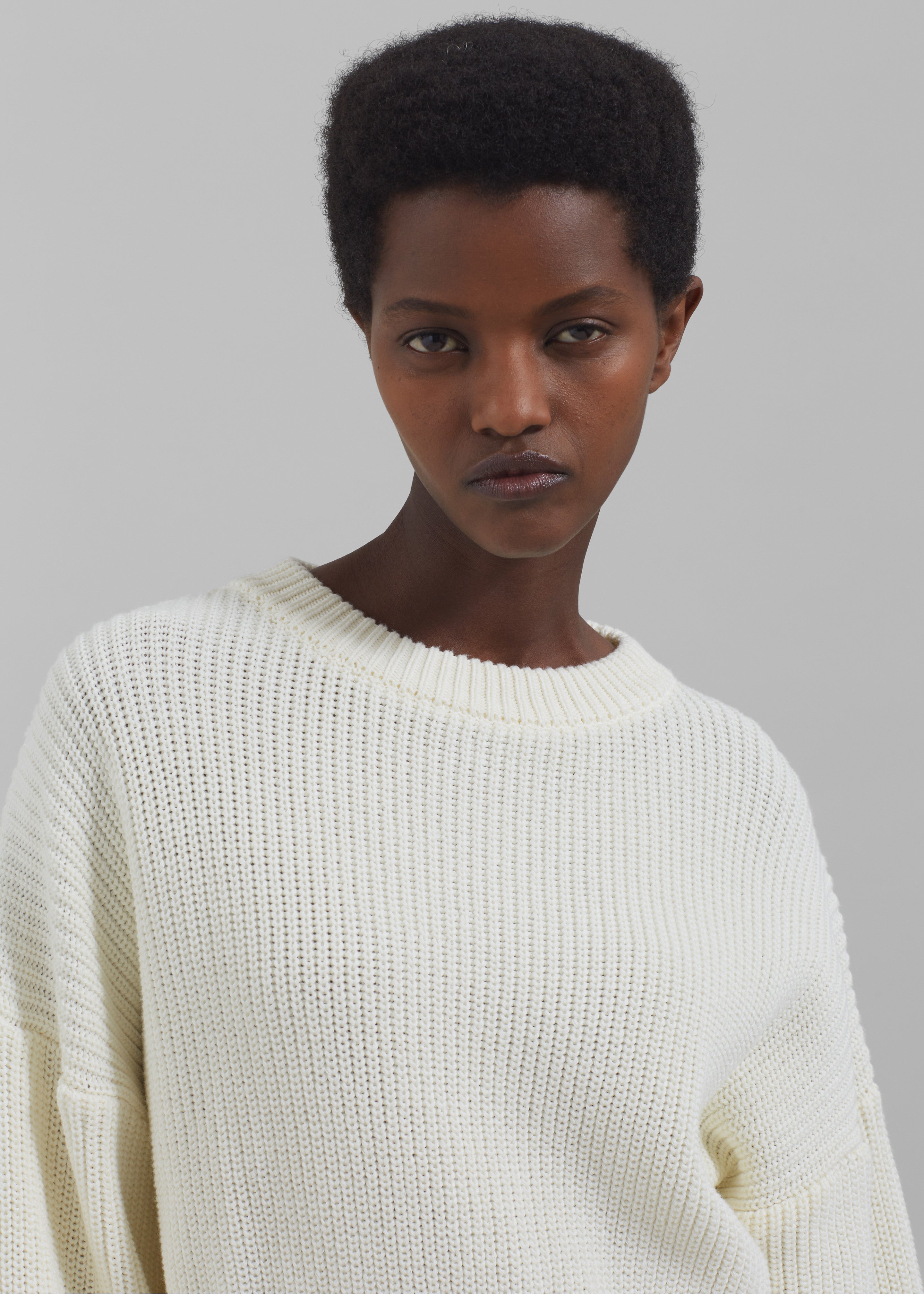 Teague Cropped Sweater - White - 2