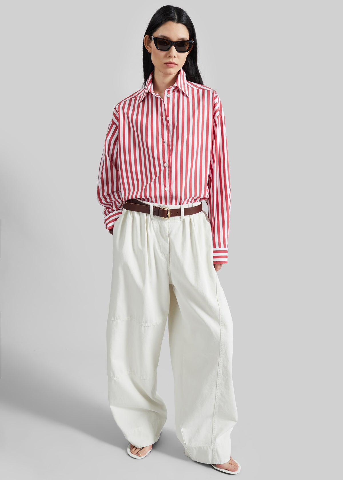 Teano Belted Curved Pants - Off White - 1