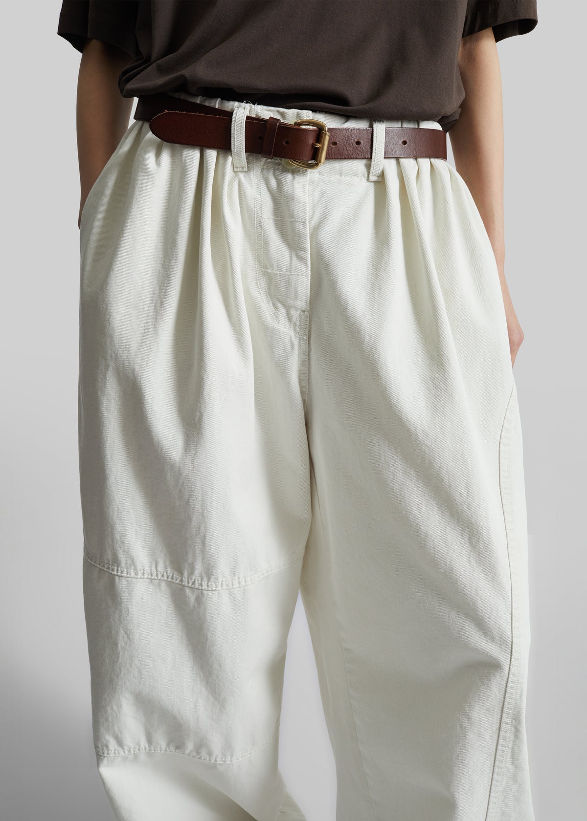 Teano Belted Curved Pants - Off White - 3