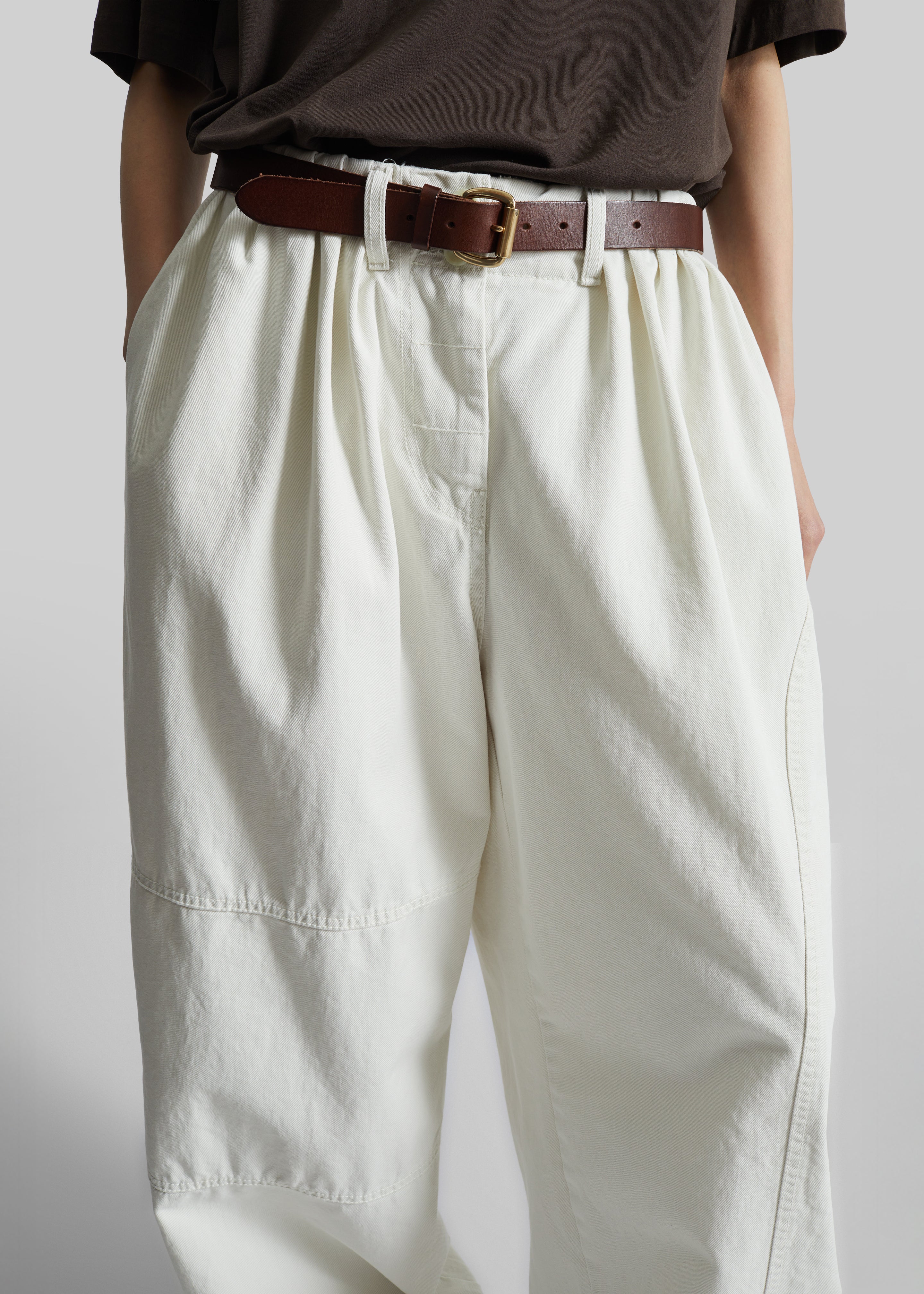 Teano Belted Curved Pants - Off White - 3