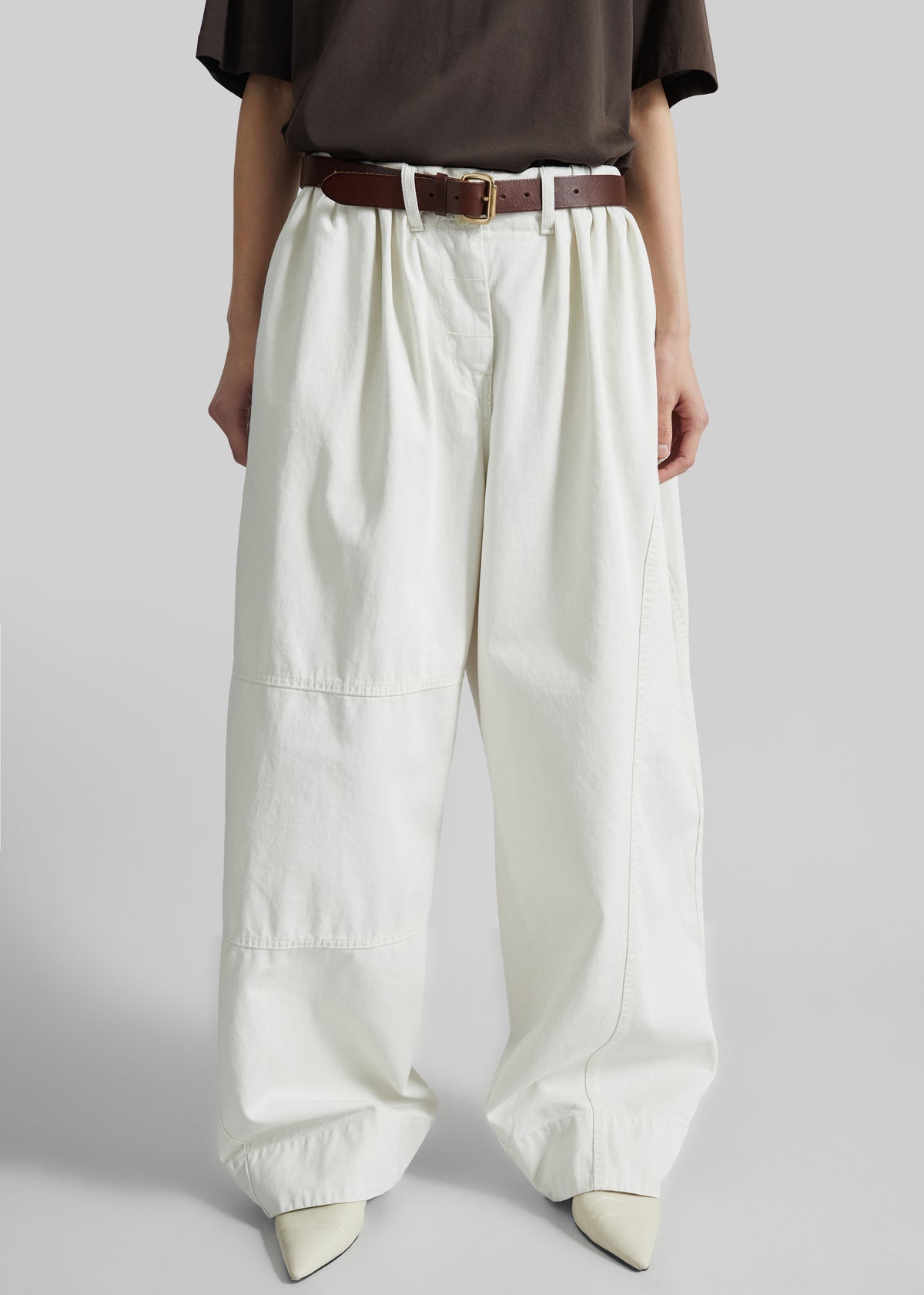 Teano Belted Curved Pants - Off White - 8