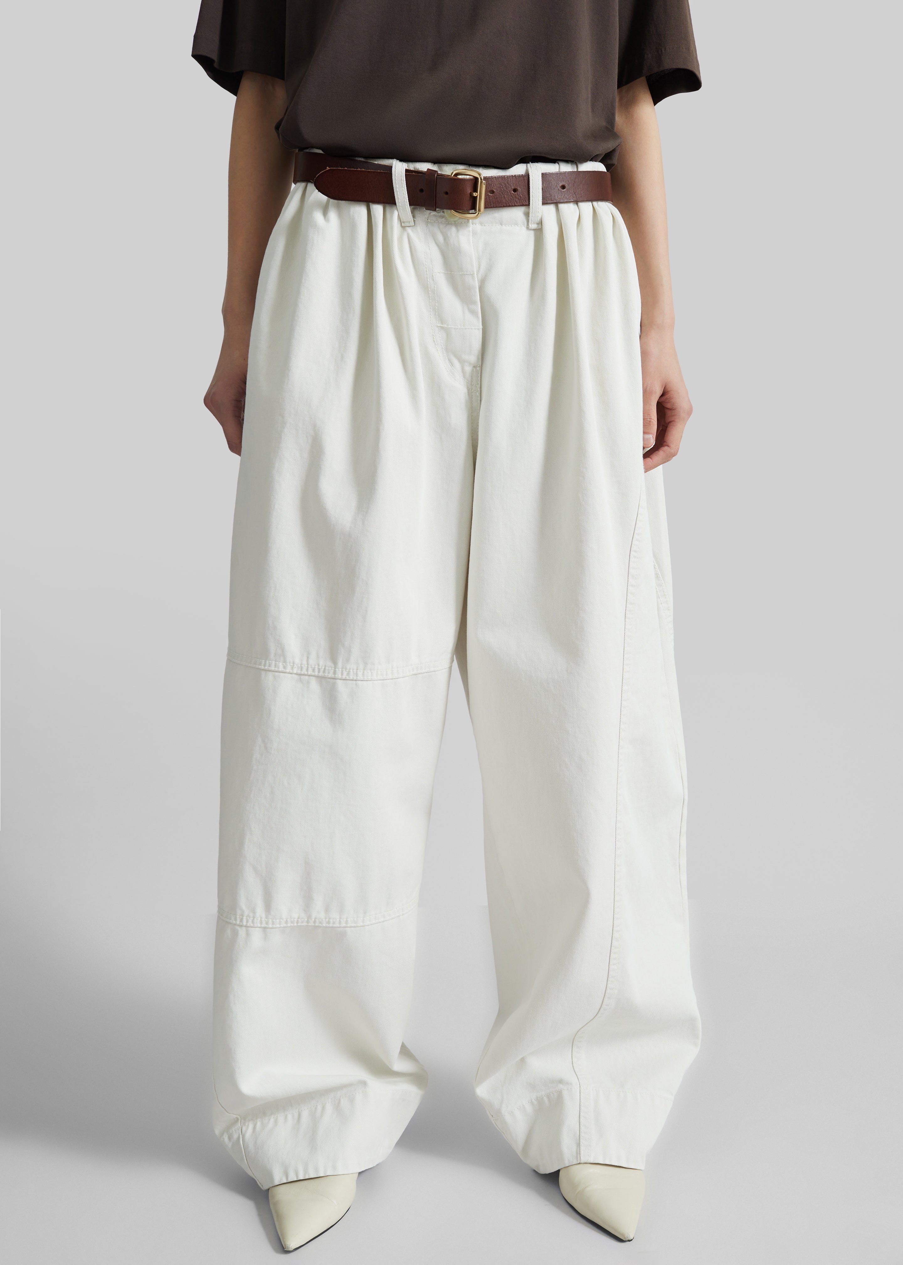 Teano Belted Curved Pants - Off White - 8