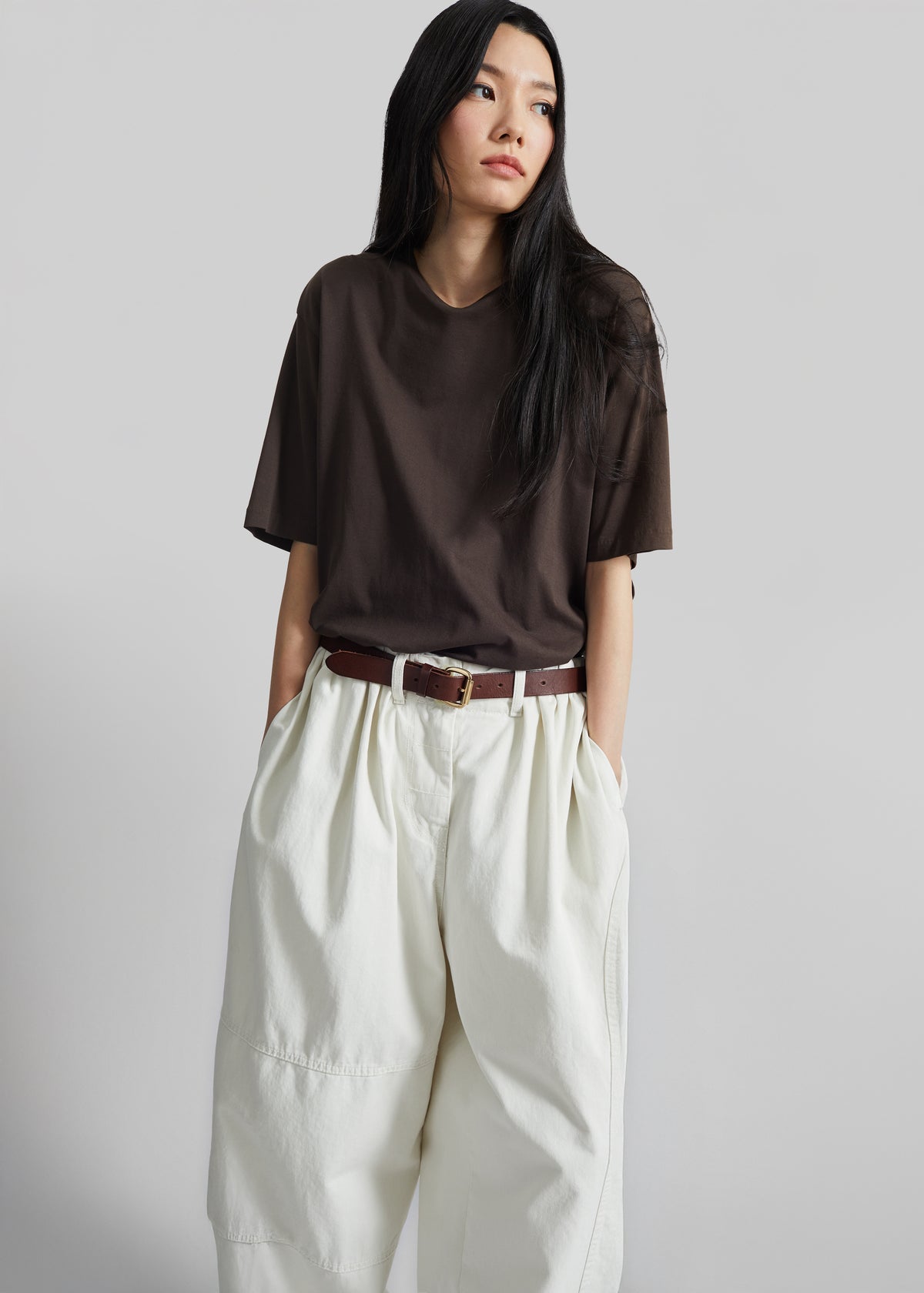 Teano Belted Curved Pants - Off White - 9
