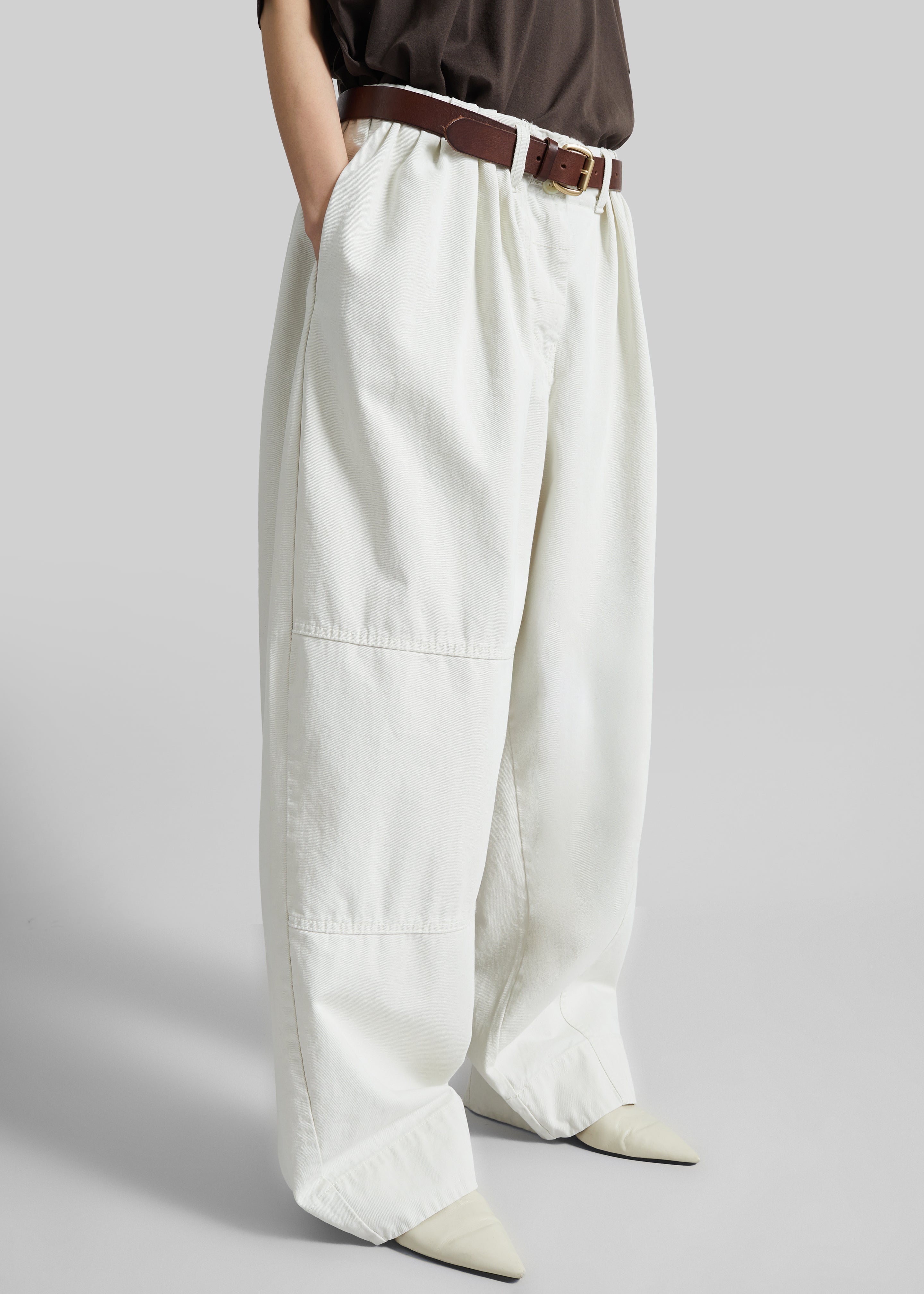 Teano Belted Curved Pants - Off White - 2
