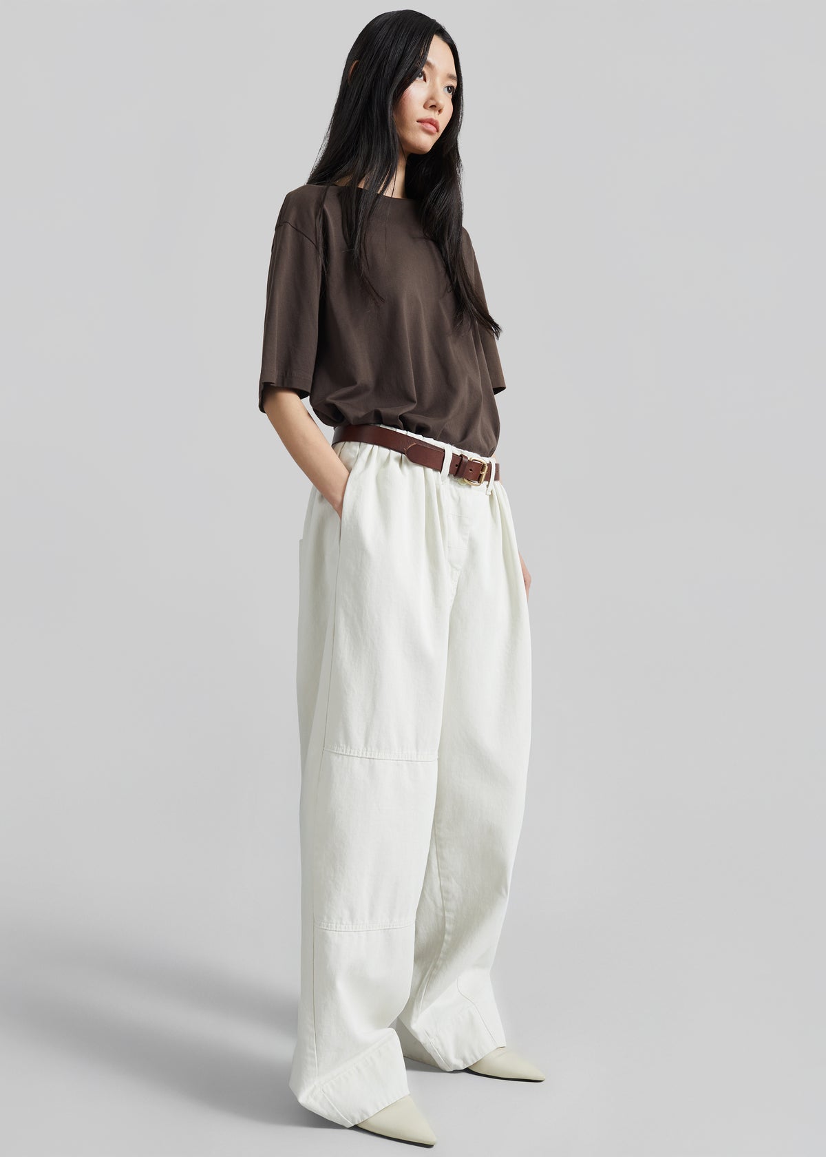 Teano Belted Curved Pants - Off White - 5