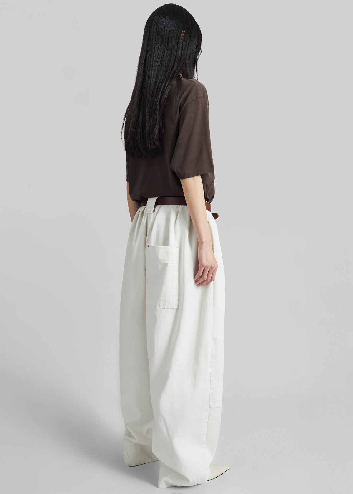 Teano Belted Curved Pants - Off White - 10