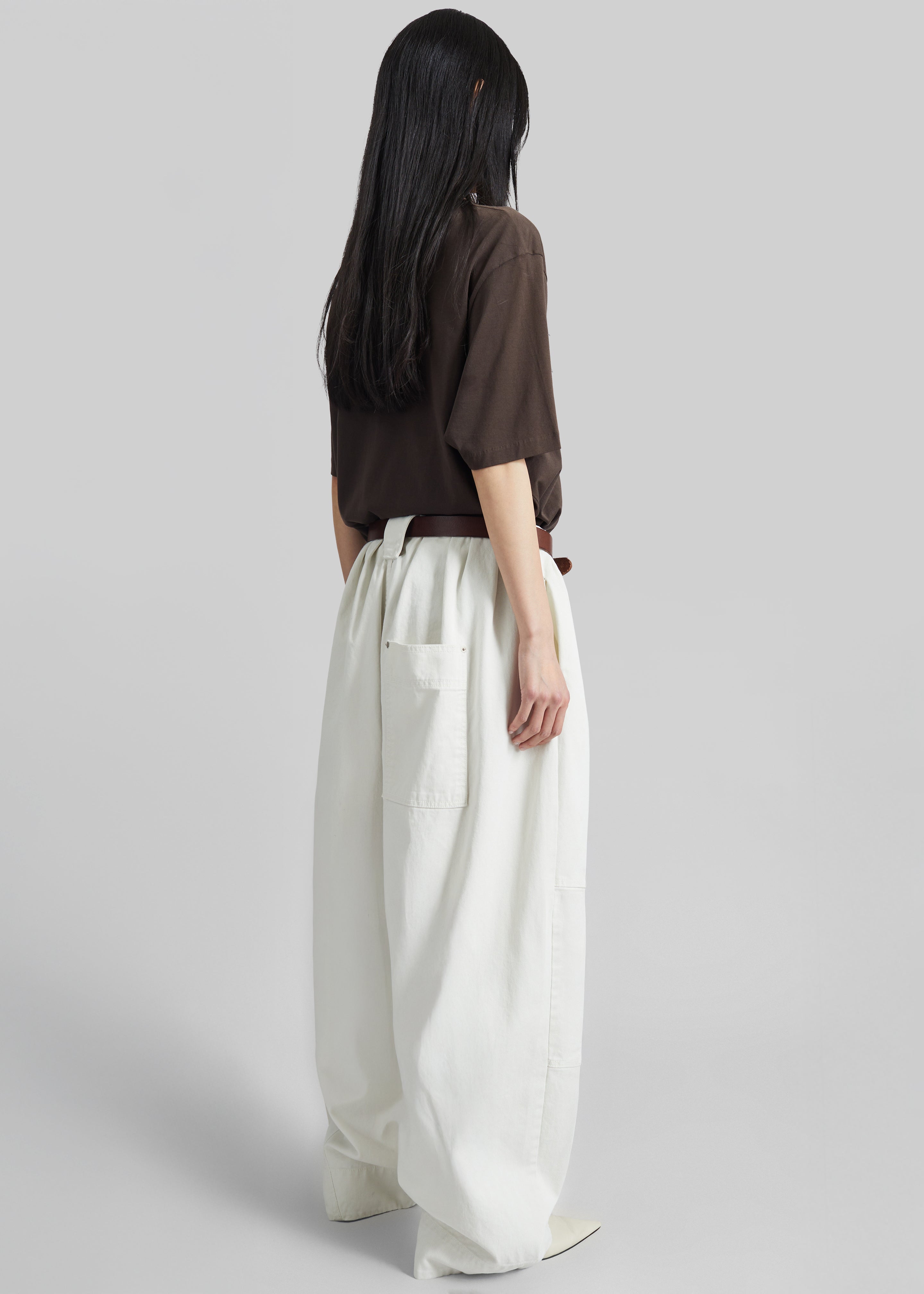 Teano Belted Curved Pants - Off White - 10