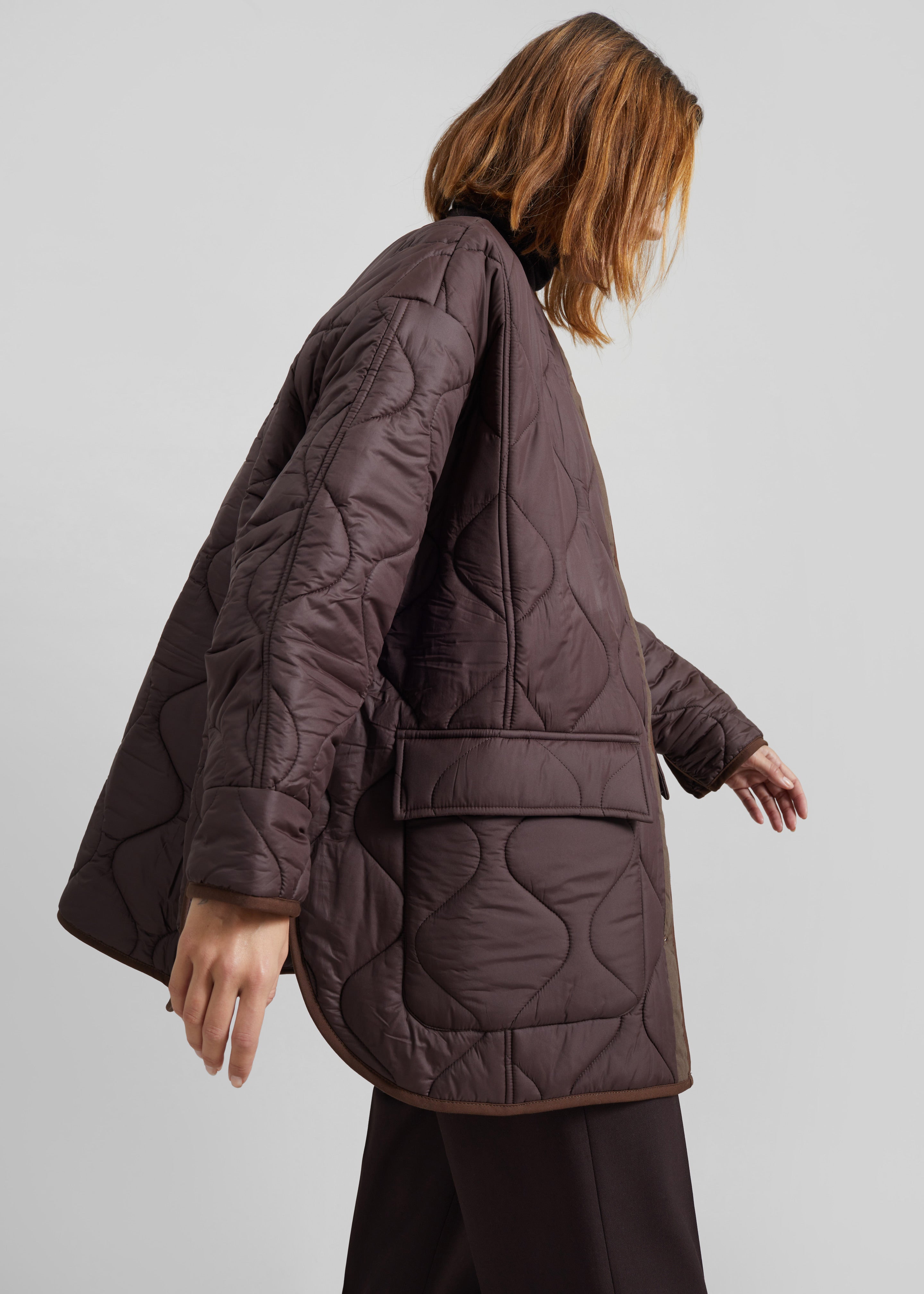 Teddy Quilted Jacket - Brown – The Frankie Shop
