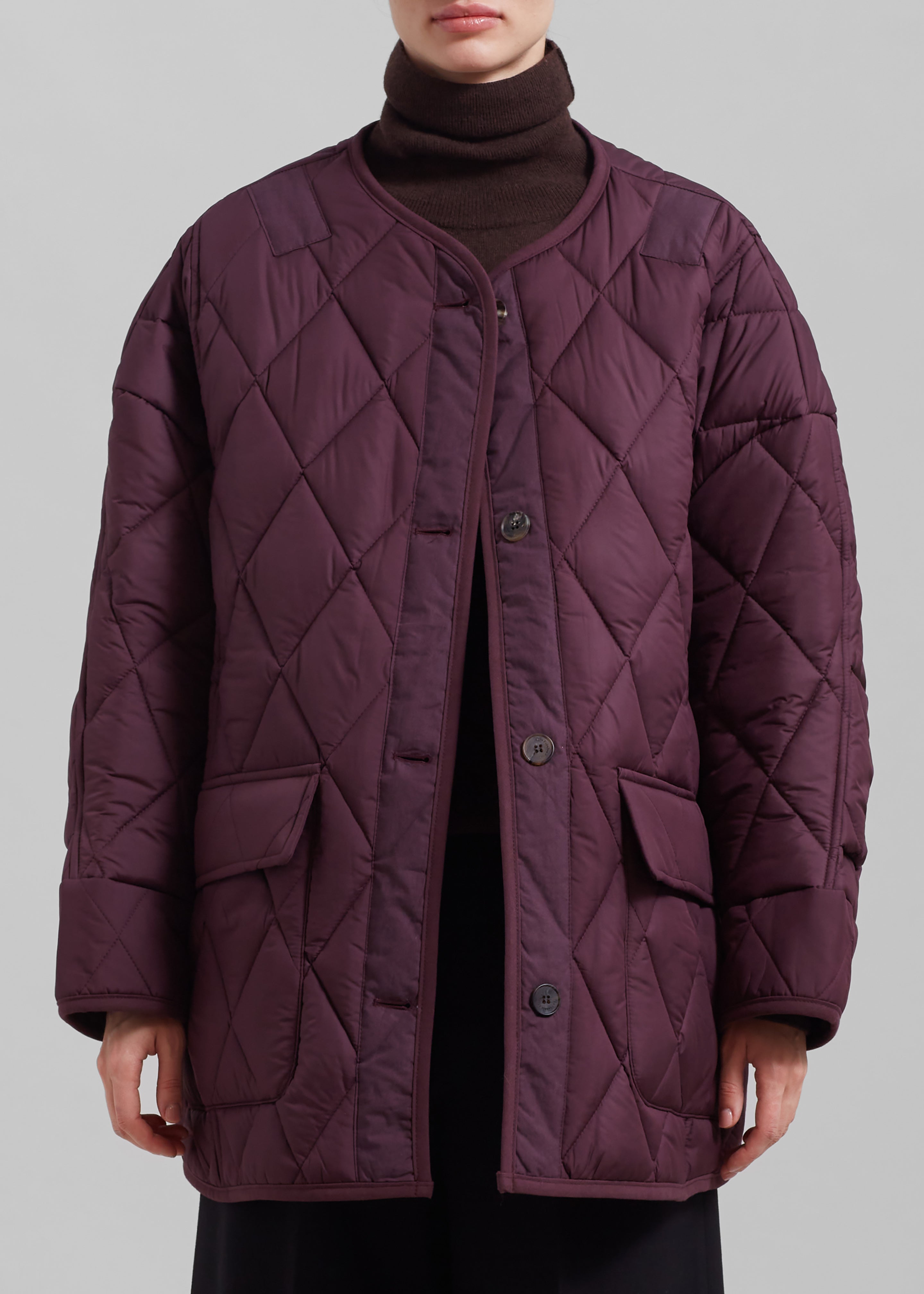 Teddy Quilted Jacket - Burgundy - 4