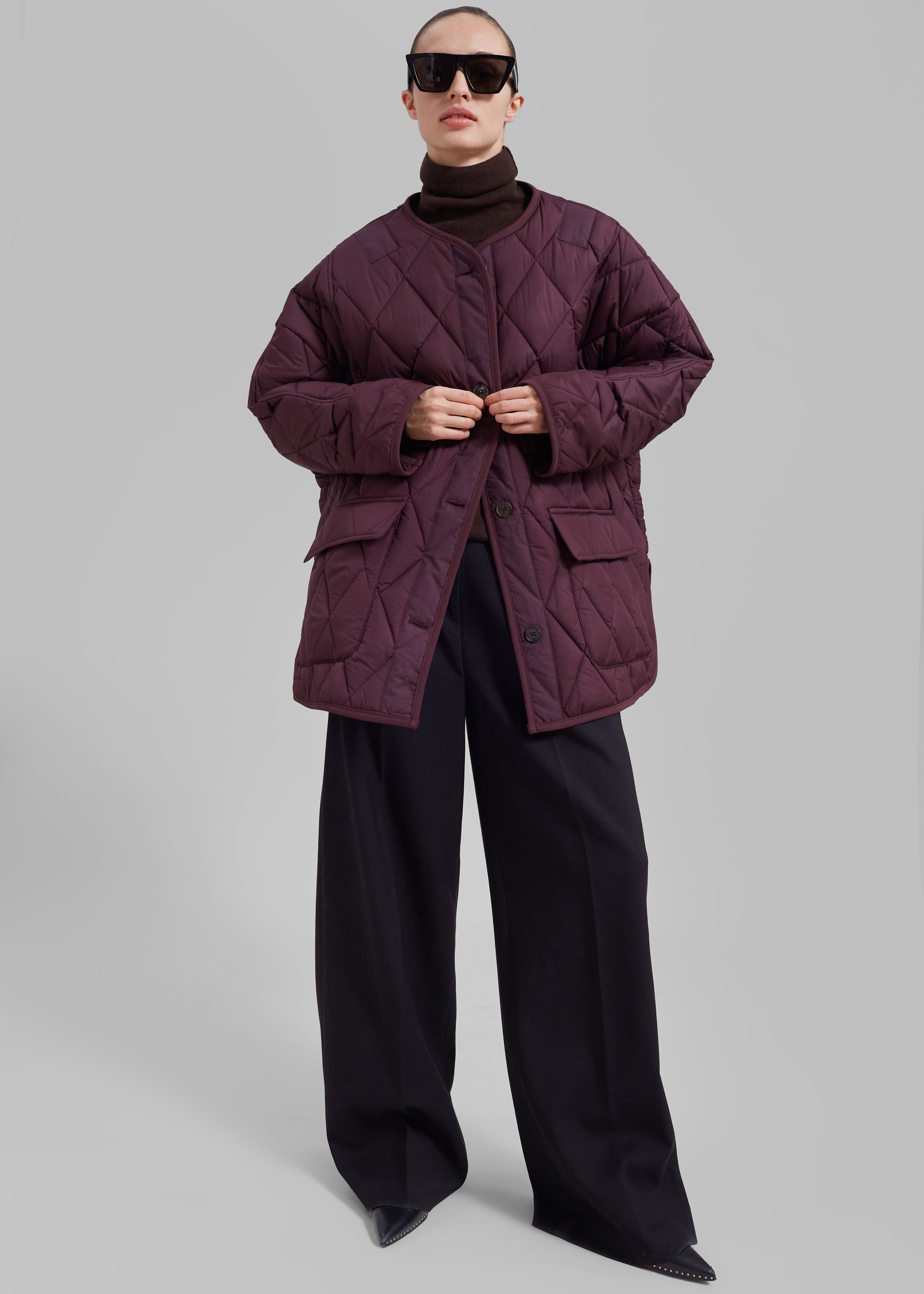 Shop the look image for Teddy Quilted Jacket - Burgundy