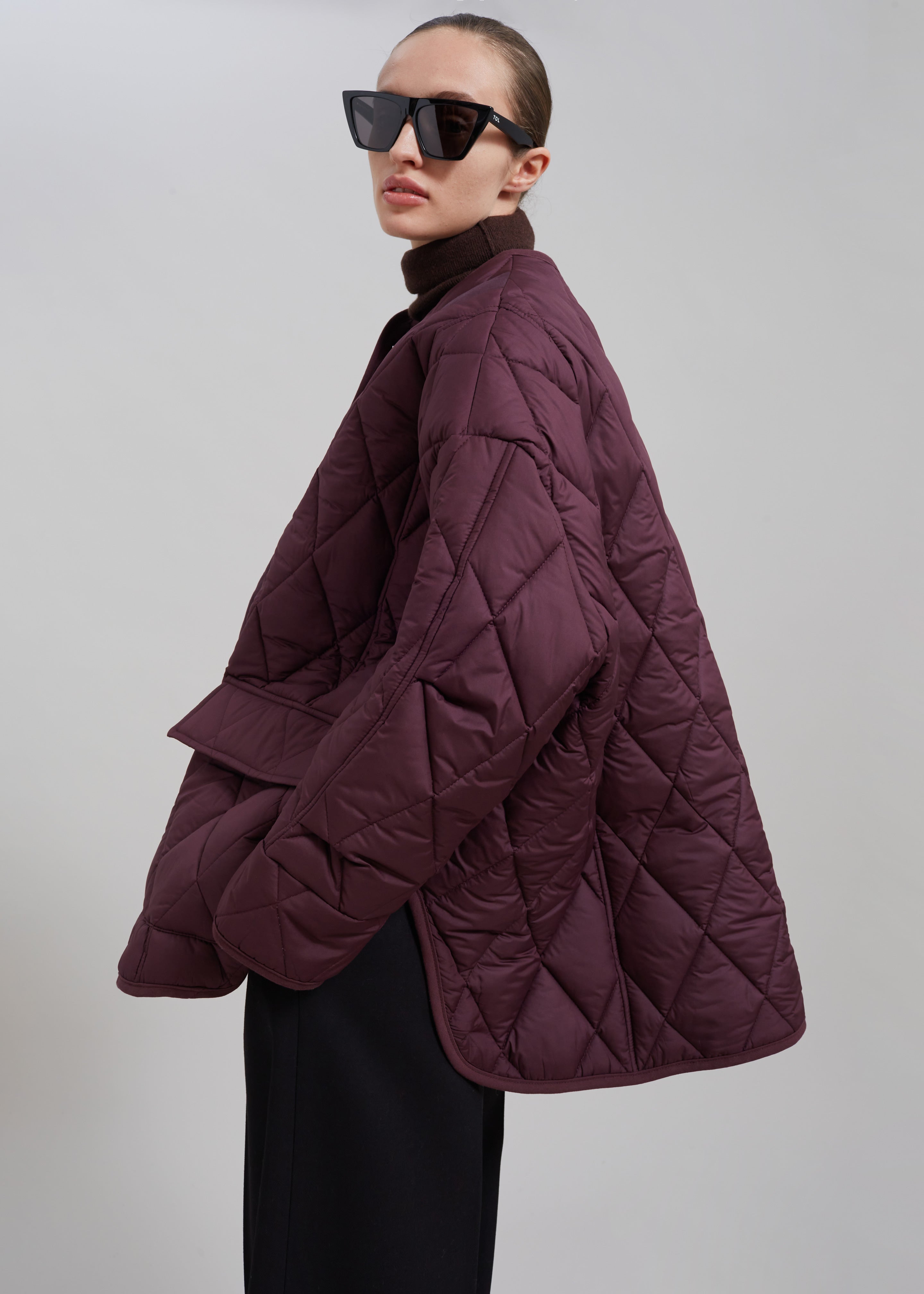 Teddy Quilted Jacket - Burgundy - 5