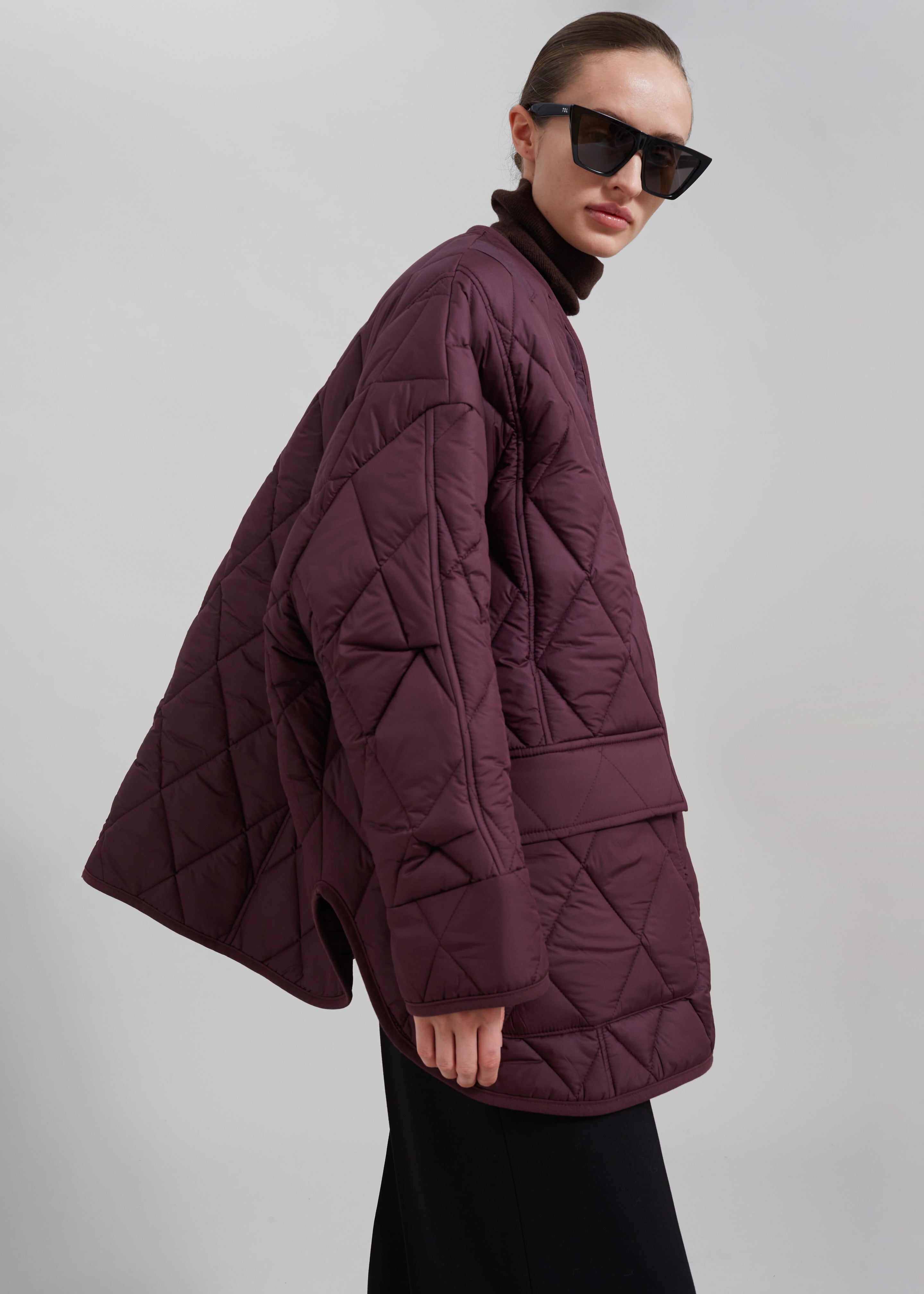 Teddy Quilted Jacket - Burgundy - 2