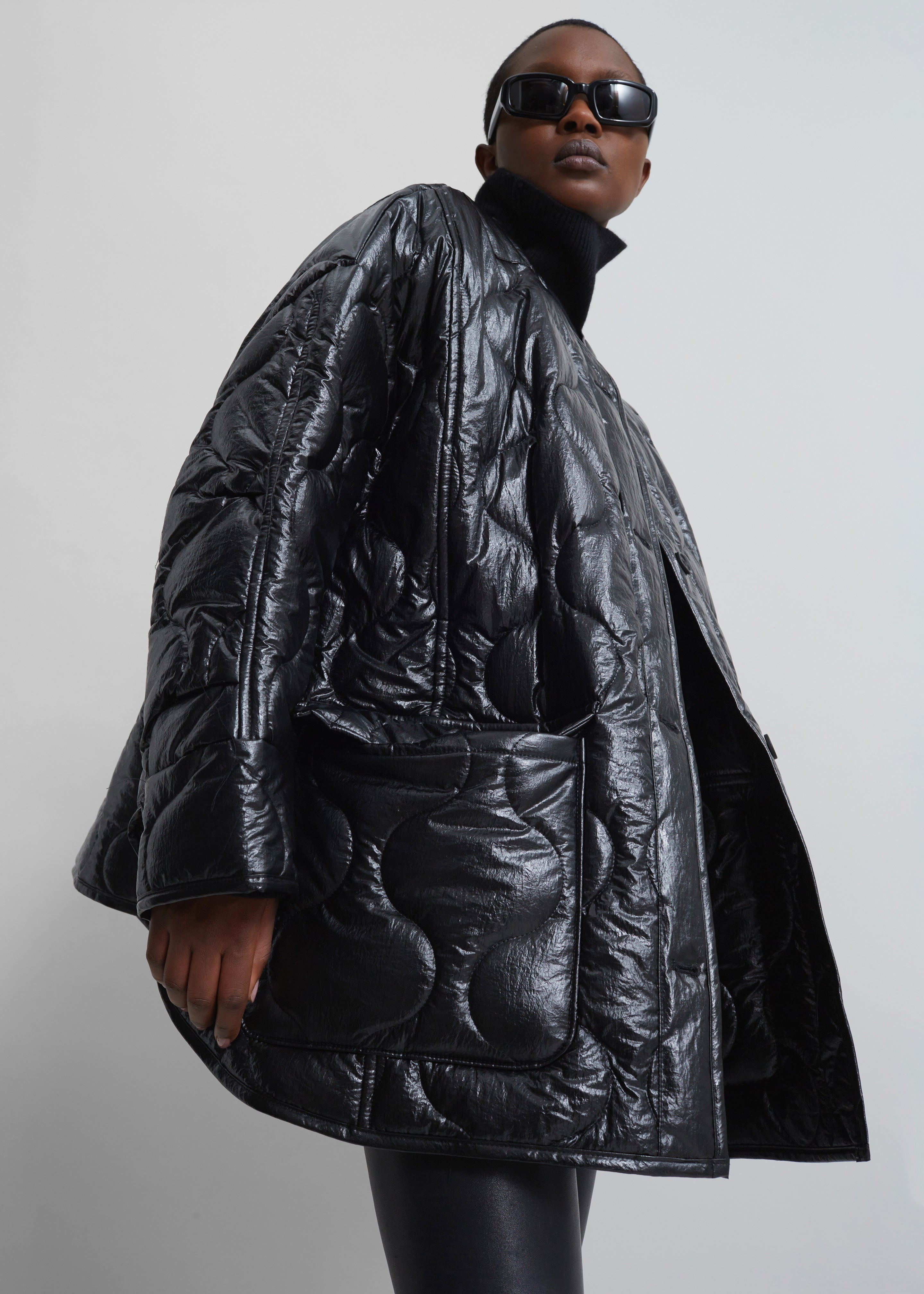 Teddy Quilted Jacket - Glossy Black - 6