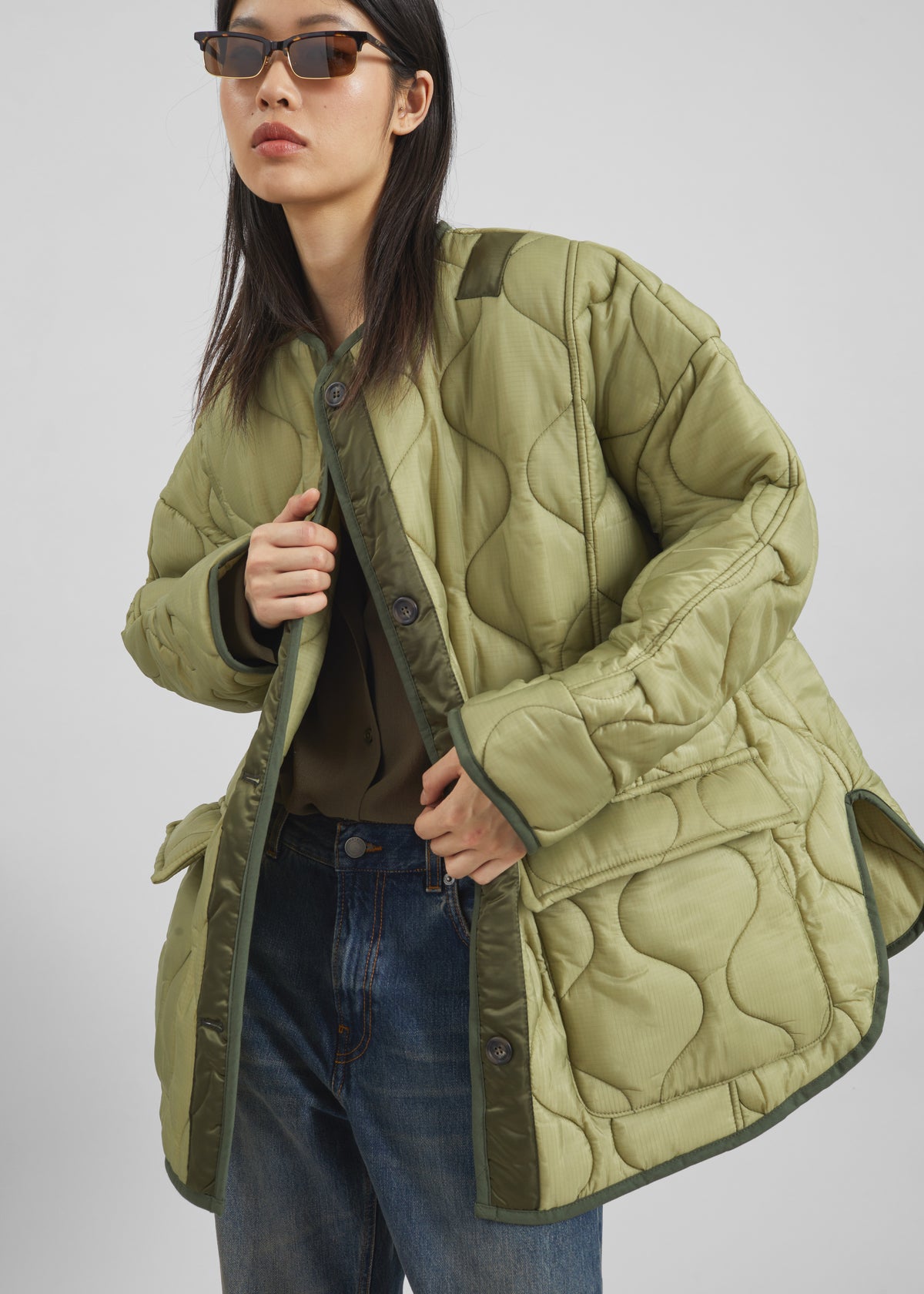 Teddy Quilted Jacket Moss Green – The Frankie Shop