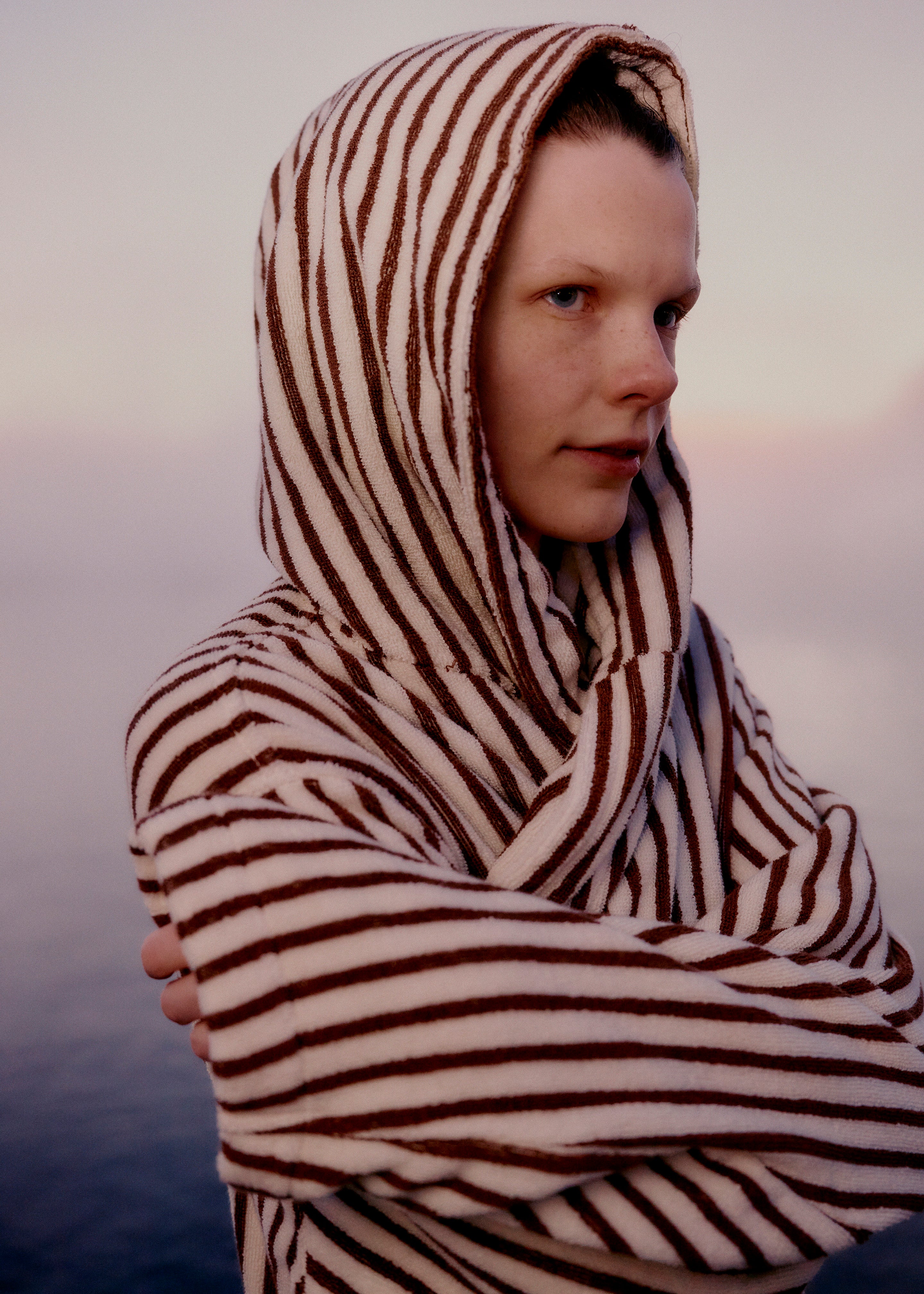 Tekla Hooded Bathrobe - Kodiak Stripes – The Frankie Shop