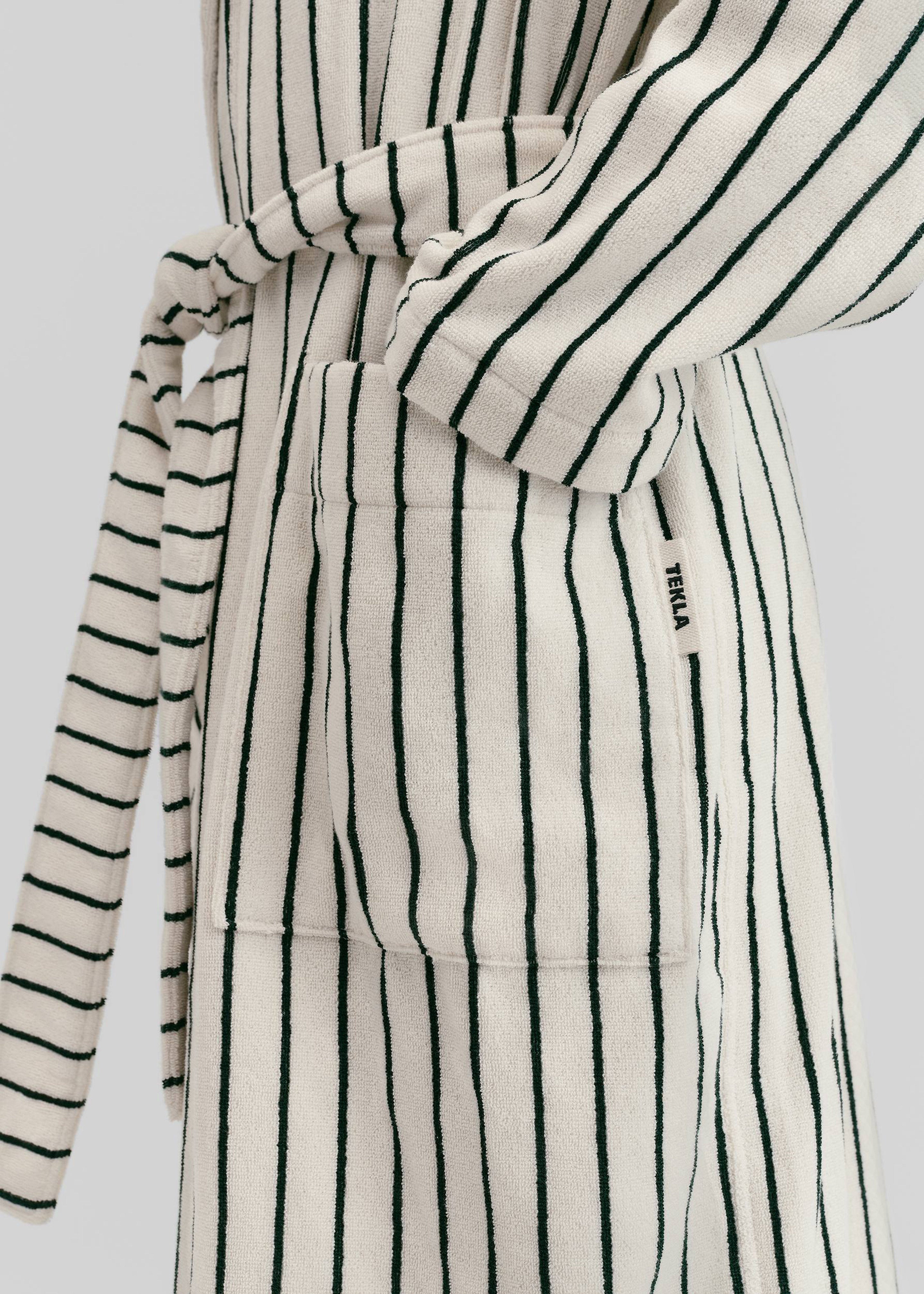 Tekla Hooded Bathrobe - Racing Green Stripes – The Frankie Shop