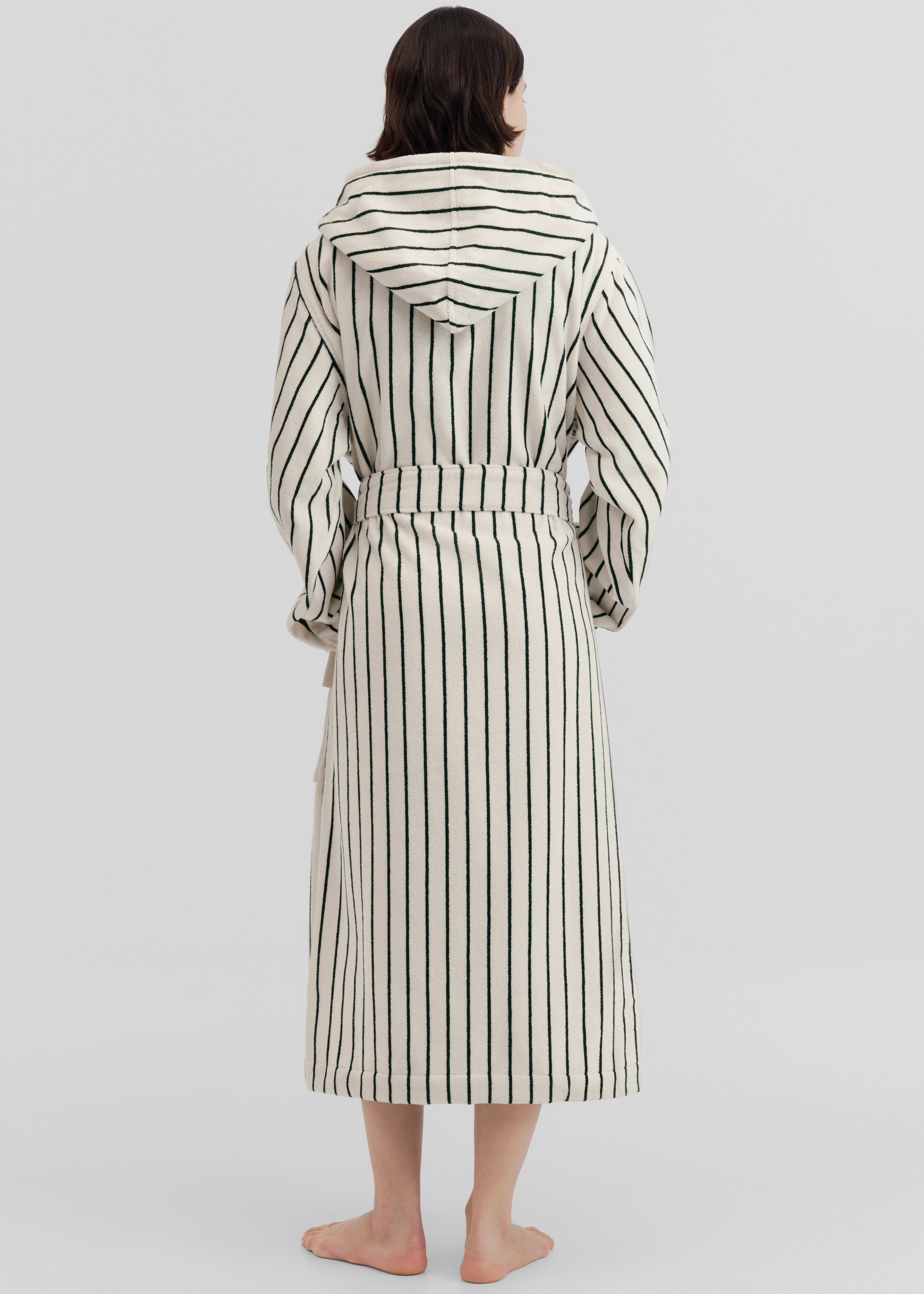 Tekla Hooded Bathrobe - Racing Green Stripes – The Frankie Shop