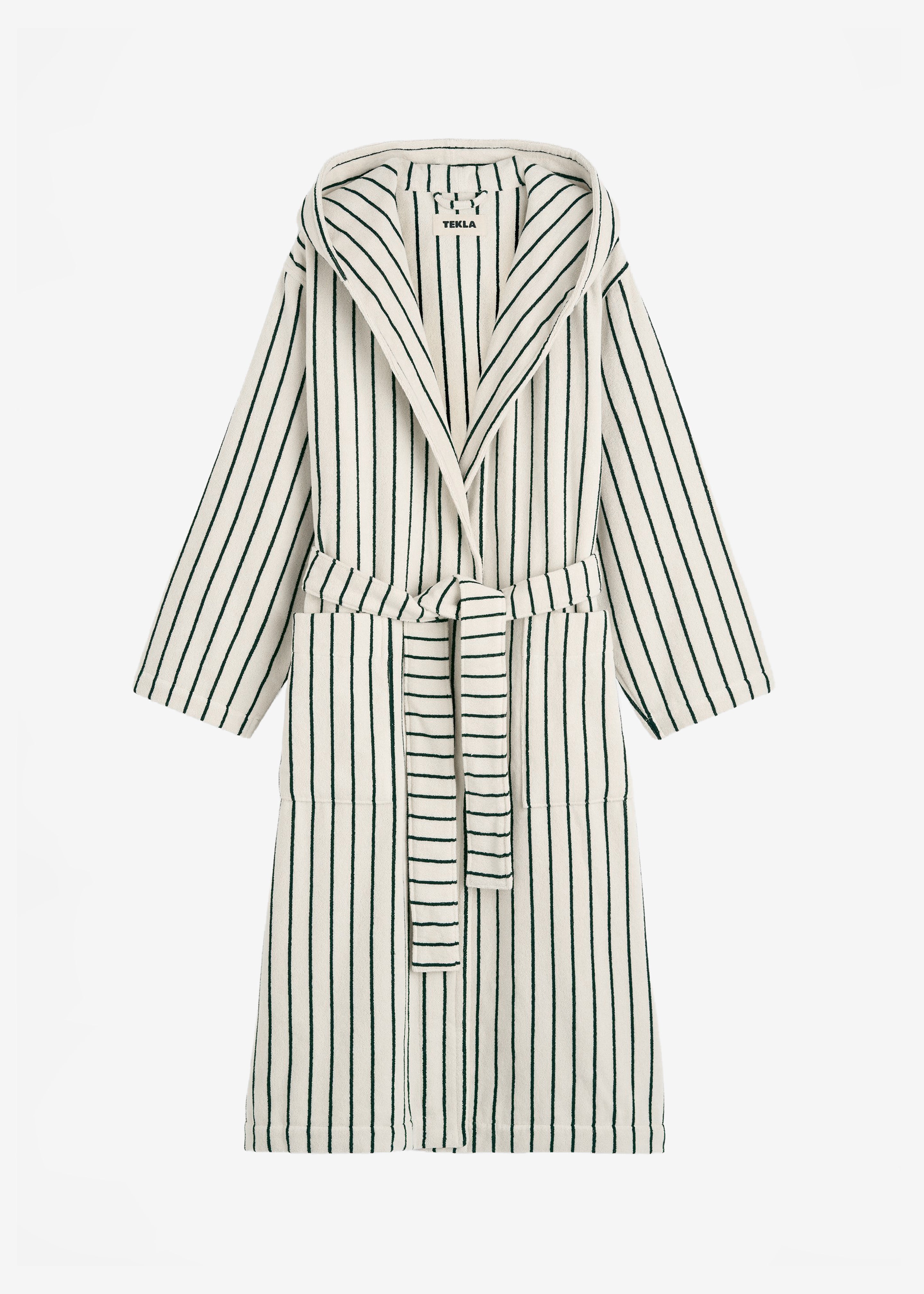 Tekla Hooded Bathrobe - Racing Green Stripes – The Frankie Shop
