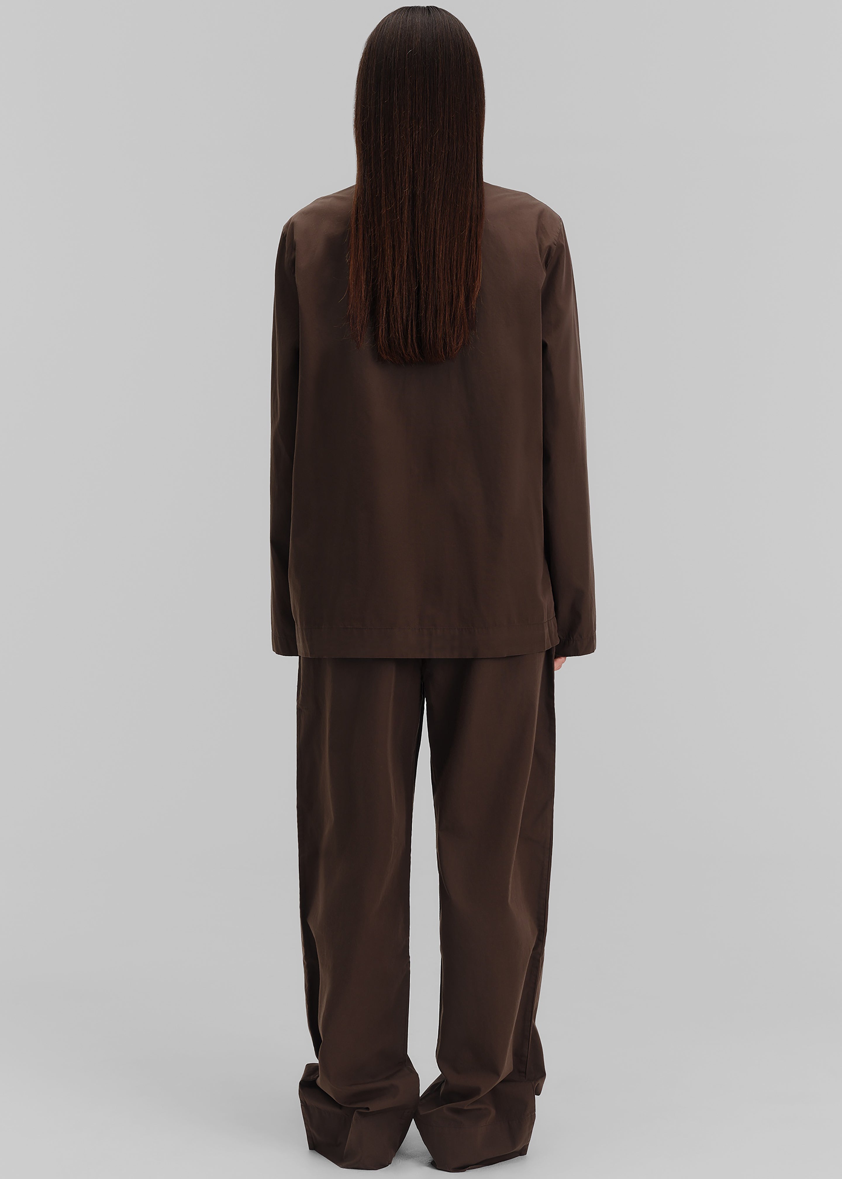 Tekla Poplin Pyjama Shirt - Coffee - 9