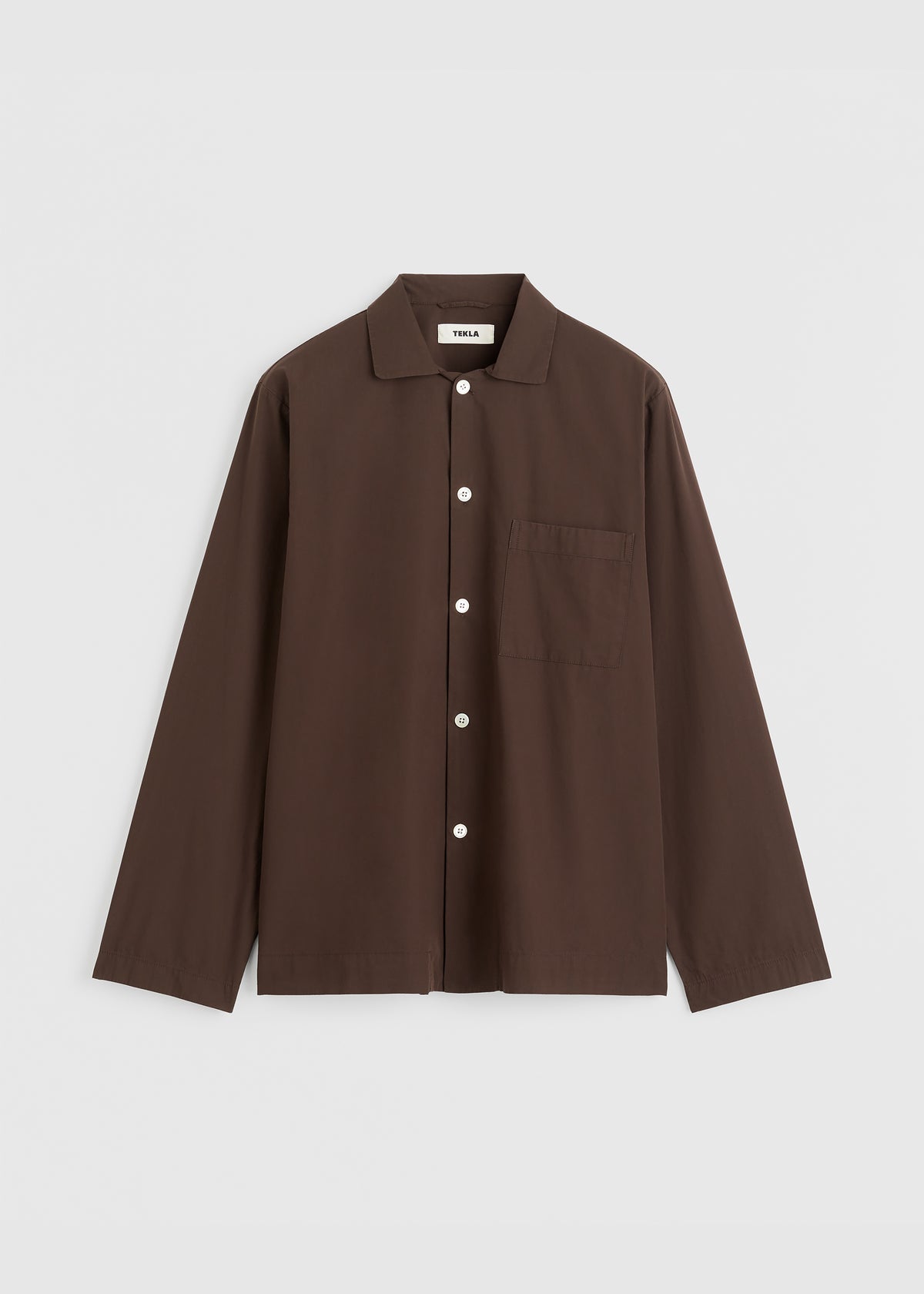 Tekla Poplin Pyjama Shirt - Coffee - 10