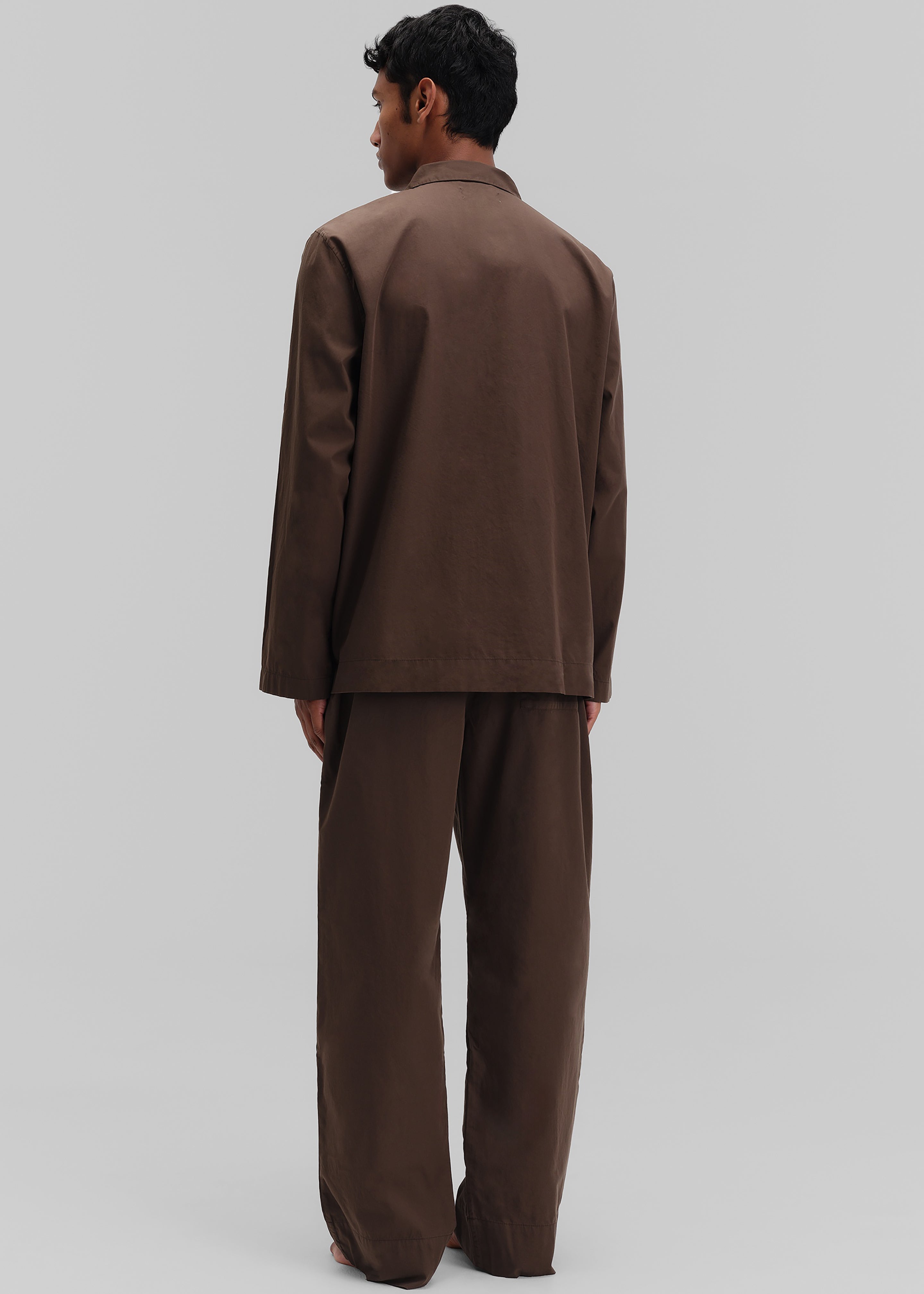 Tekla Poplin Pyjama Shirt - Coffee - 7