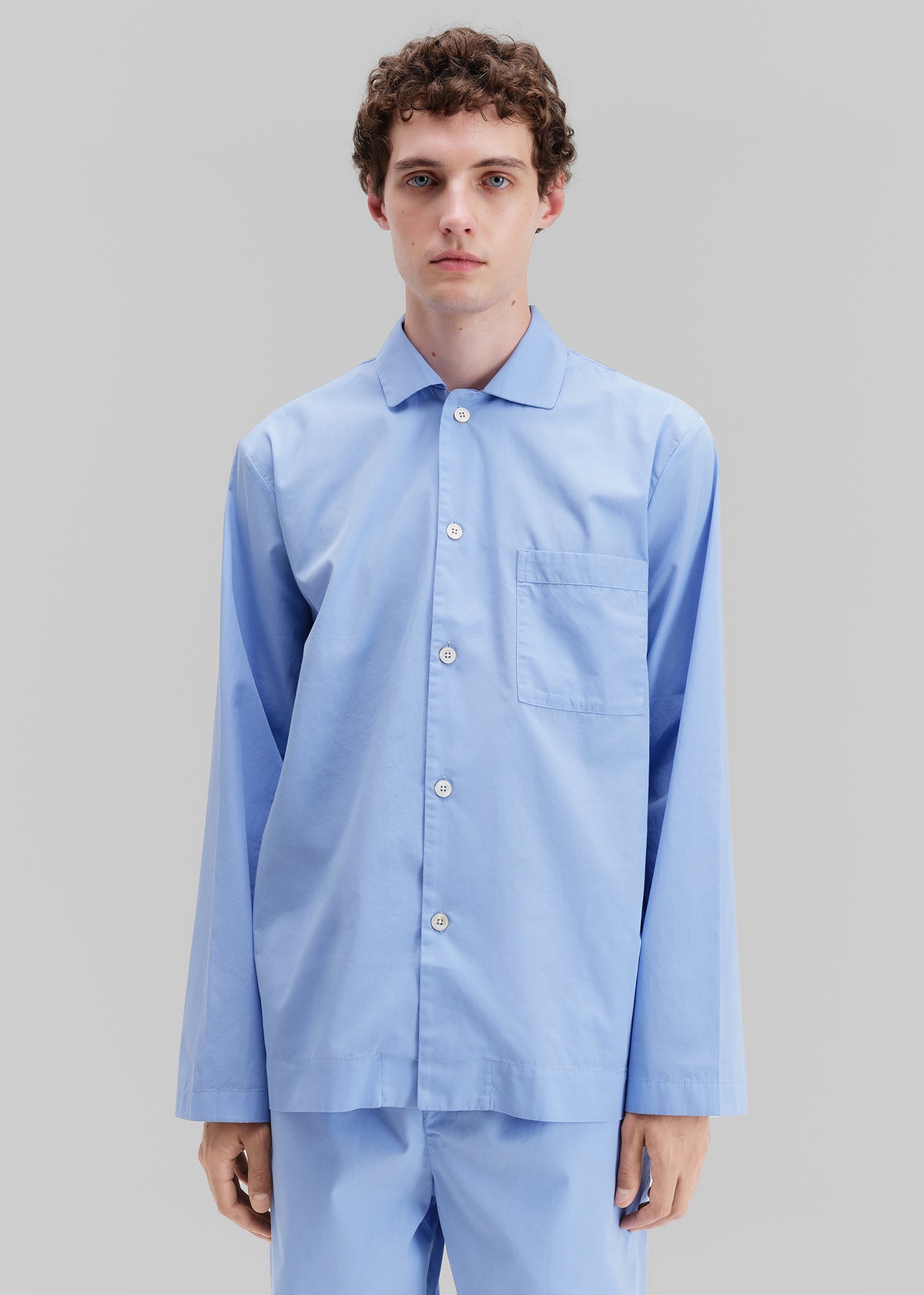 Tekla Poplin Pyjama Shirt - Cornflower Blue - 4 - [gender-male]