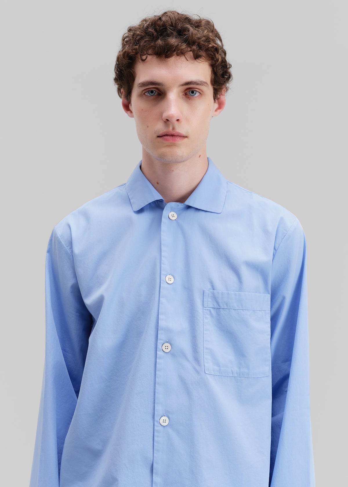 Tekla Poplin Pyjama Shirt - Cornflower Blue - 5 - [gender-male]
