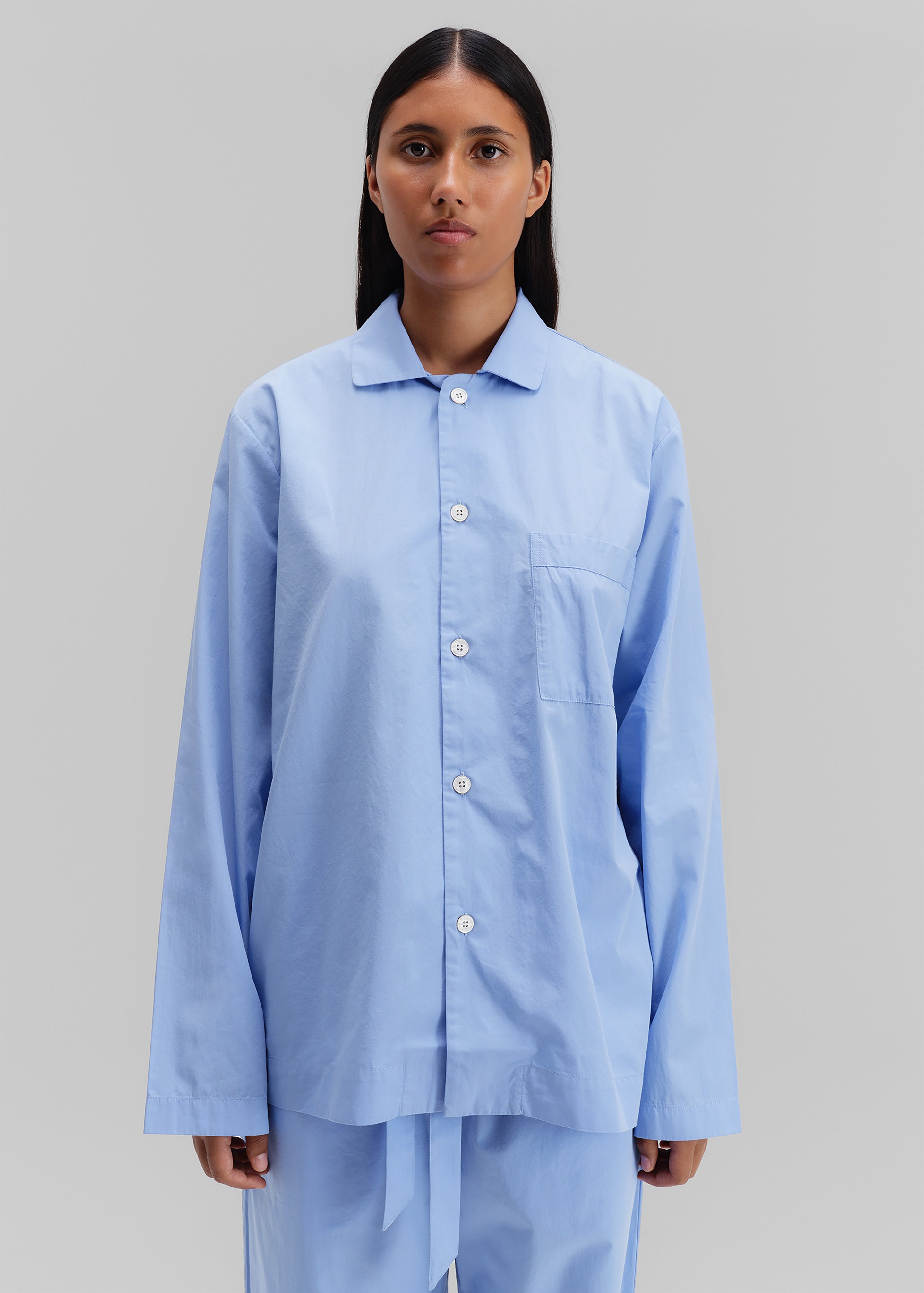 Tekla Poplin Pyjama Shirt - Cornflower Blue – The Frankie Shop