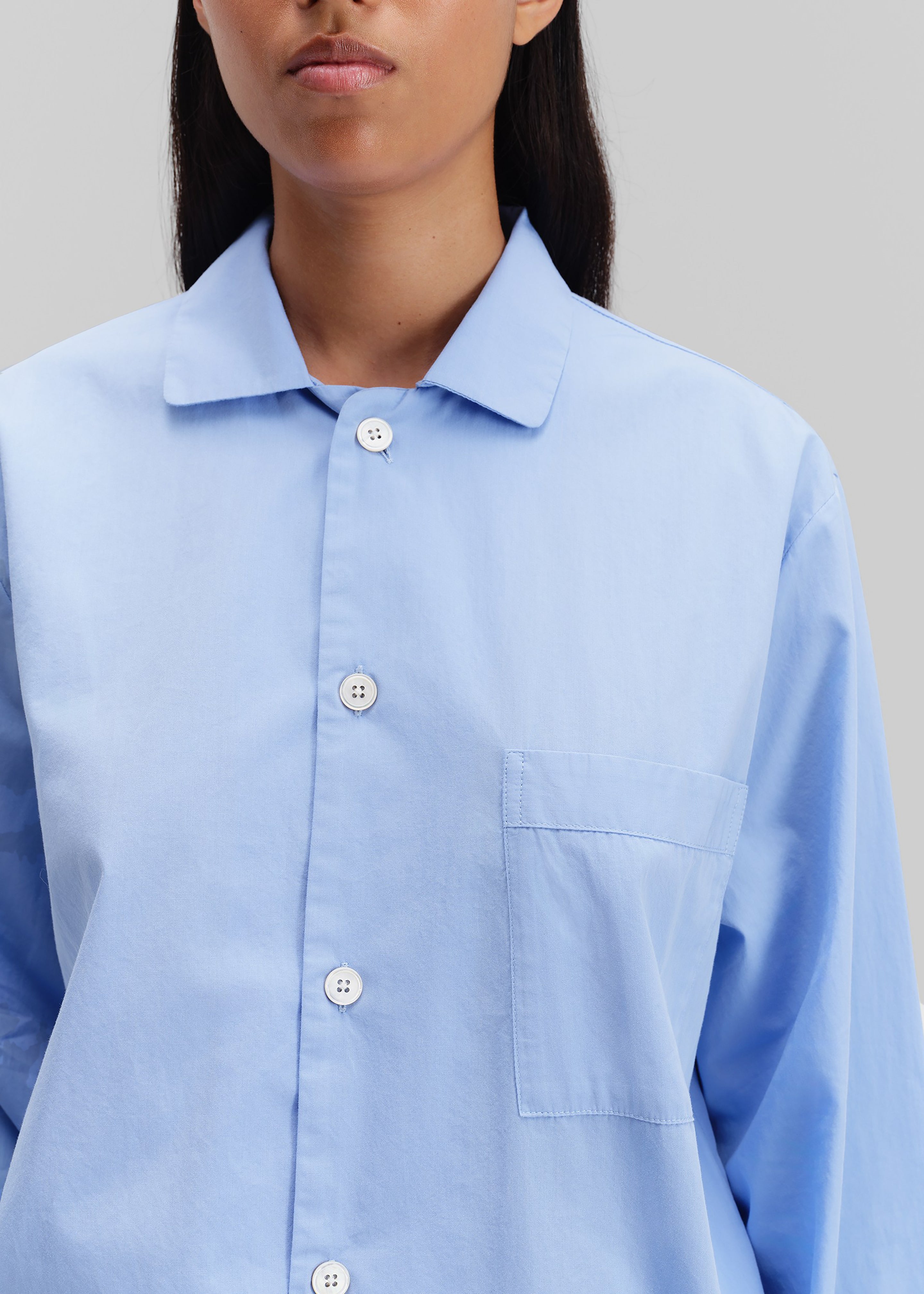 Tekla Poplin Pyjama Shirt - Cornflower Blue – The Frankie Shop