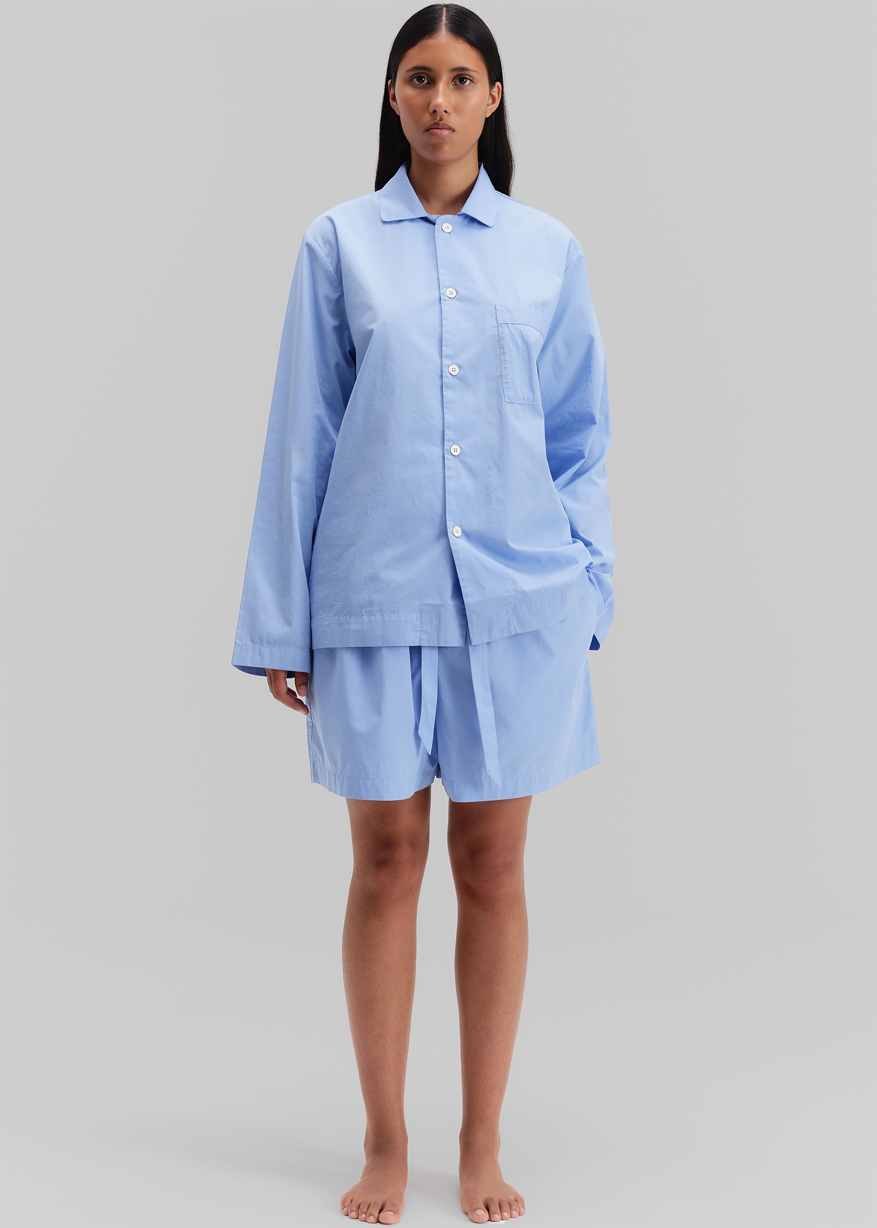 Tekla Poplin Pyjama Shirt - Cornflower Blue – The Frankie Shop