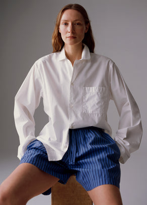 Tekla Poplin Pyjama Shorts - Boro Stripes