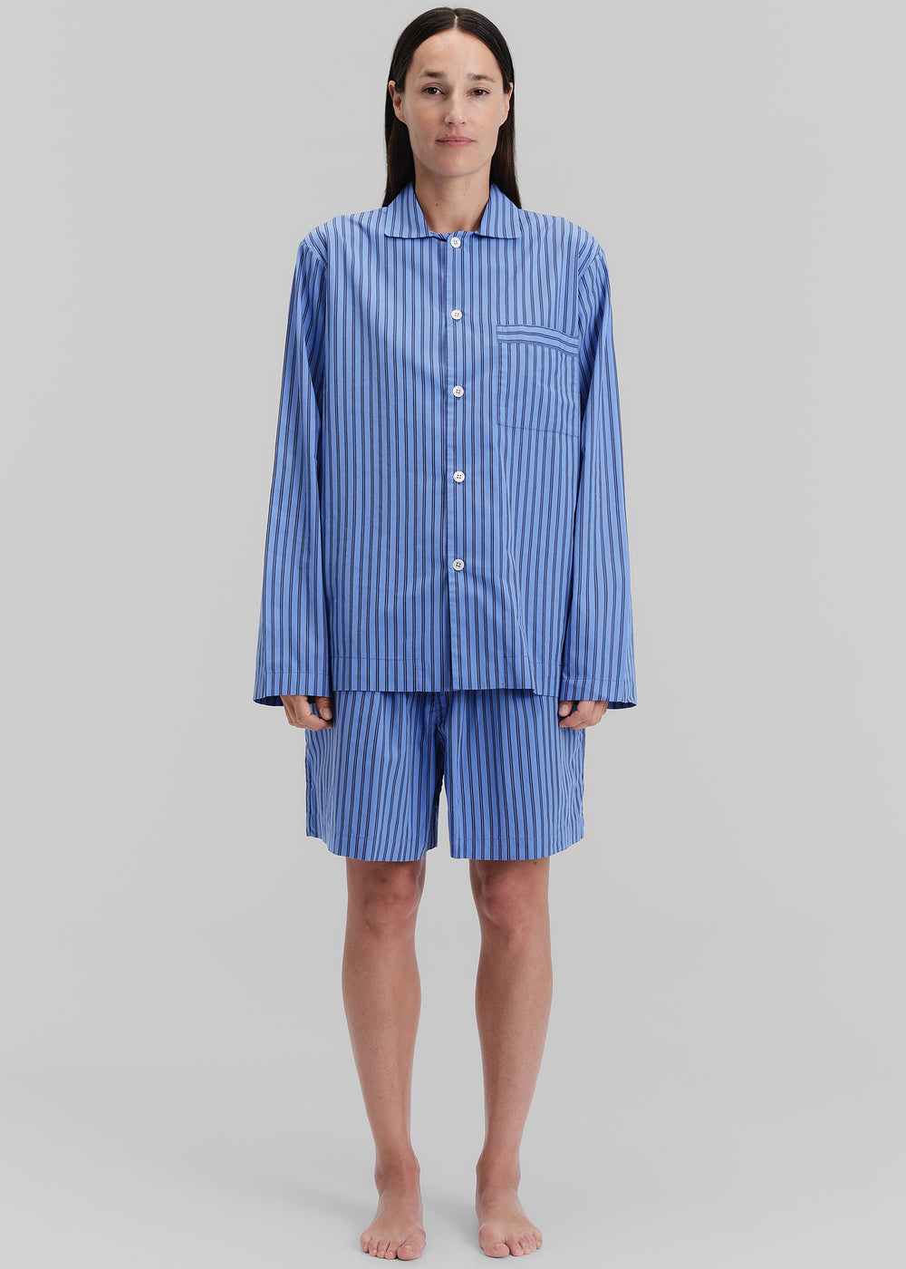 Tekla Poplin Pyjama Shorts - Boro Stripes - 1