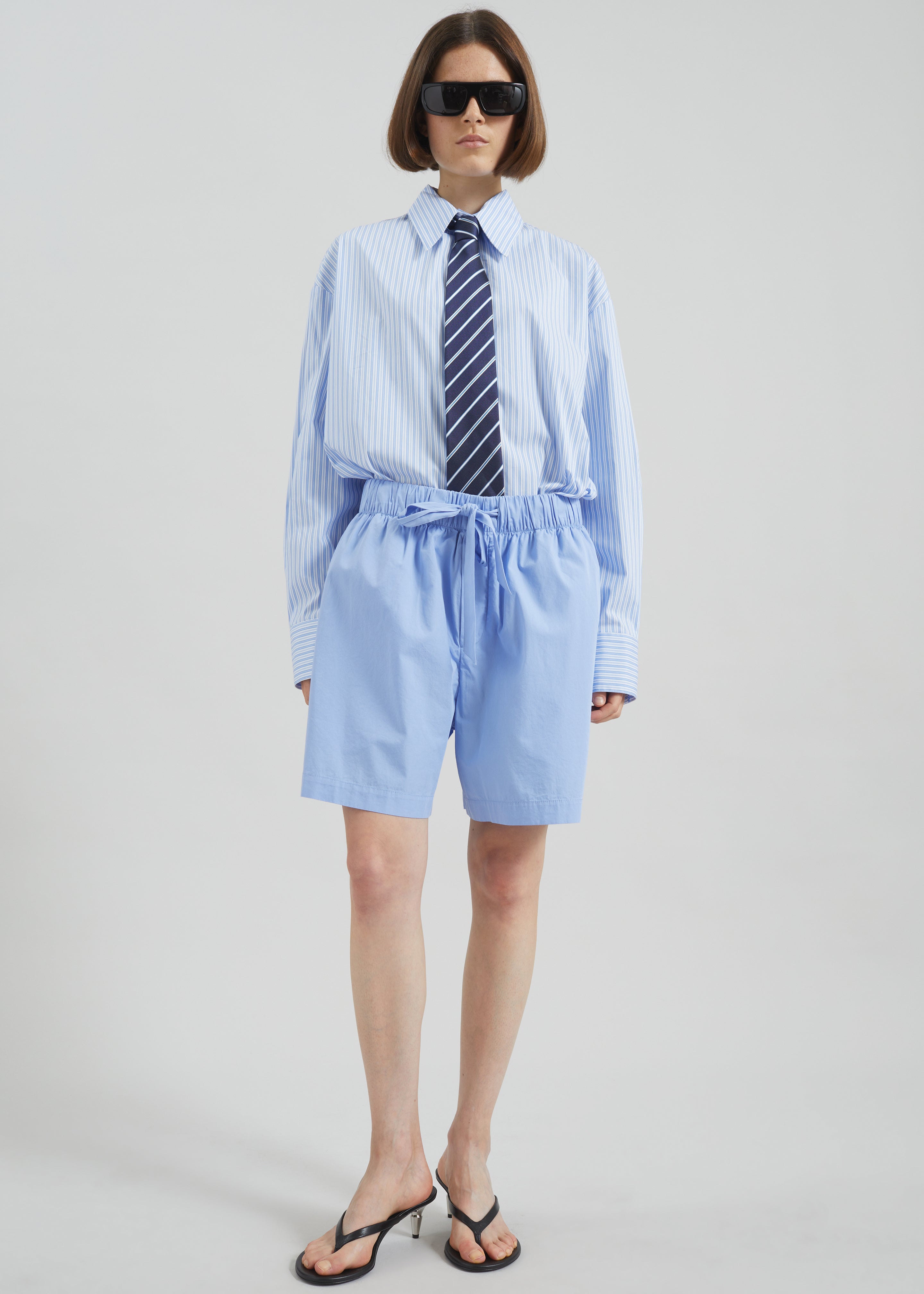 Tekla Poplin Pyjama Shorts - Cornflower Blue – The Frankie Shop