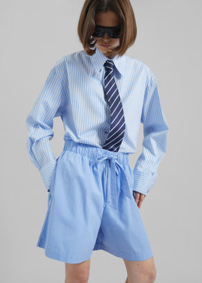 Tekla Poplin Pyjama Shorts - Cornflower Blue