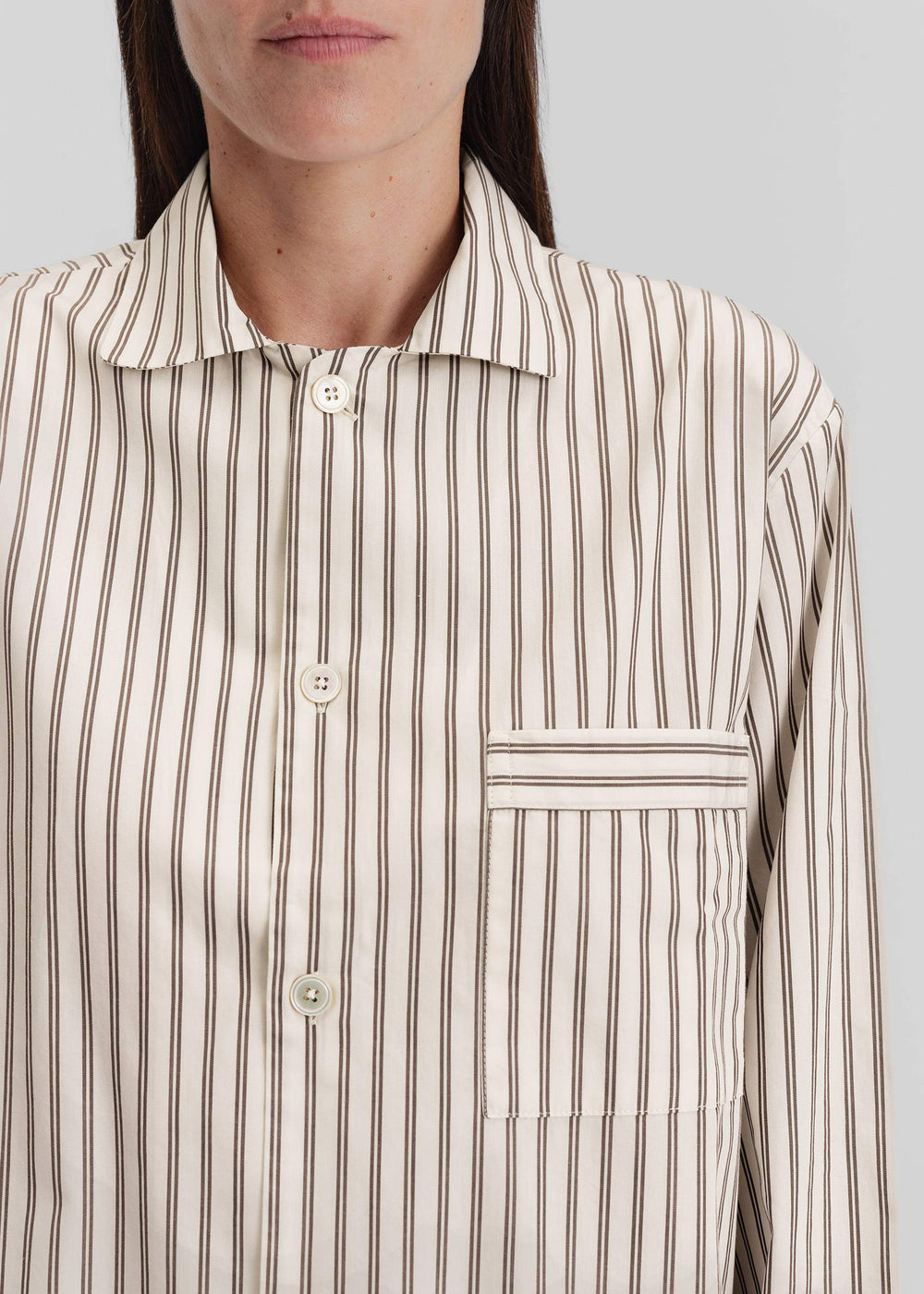 Tekla Poplin Pyjama Shirt - Hopper Stripes - 1