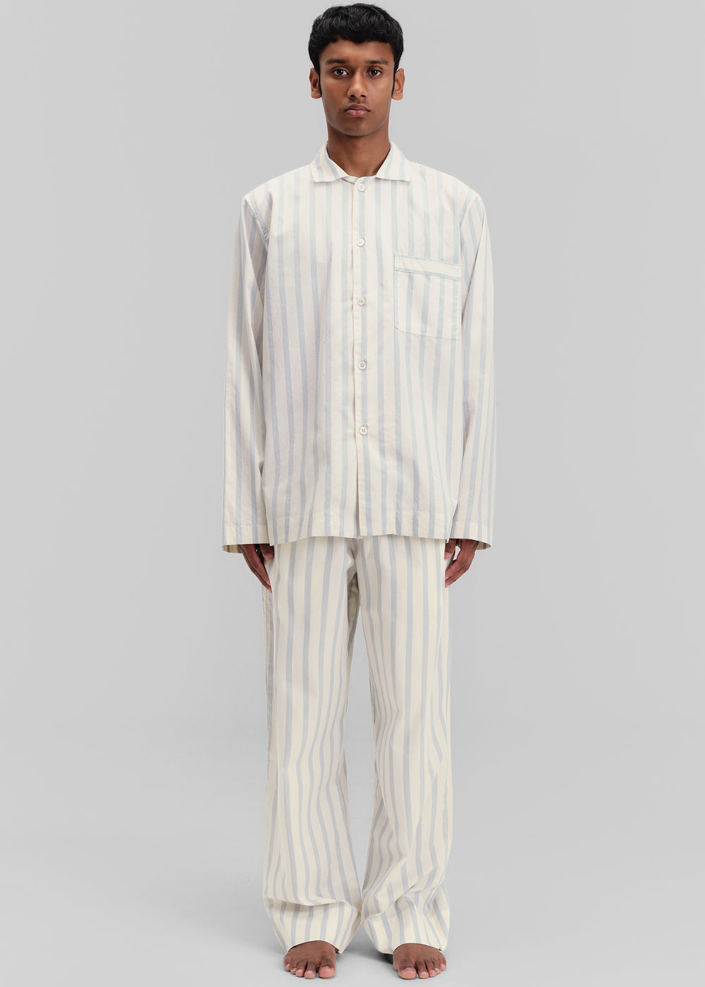 Tekla Poplin Pyjama Shirt - Needle Stripes - 1