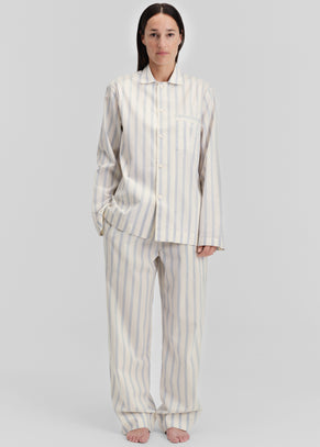 Tekla Poplin Pyjama Shirt - Needle Stripes