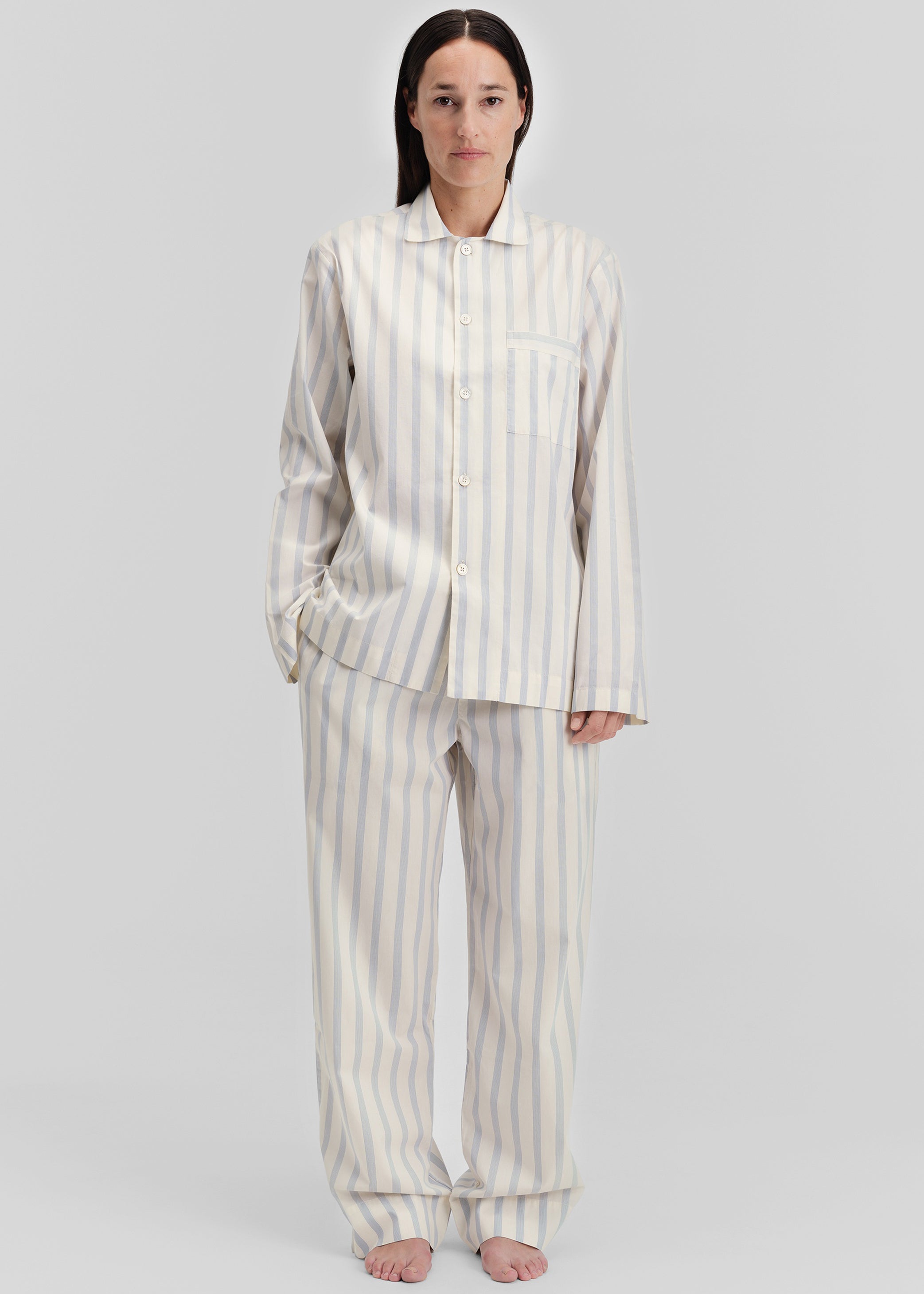 Shop the look image for Tekla Poplin Pyjama Pants - Needle Stripes