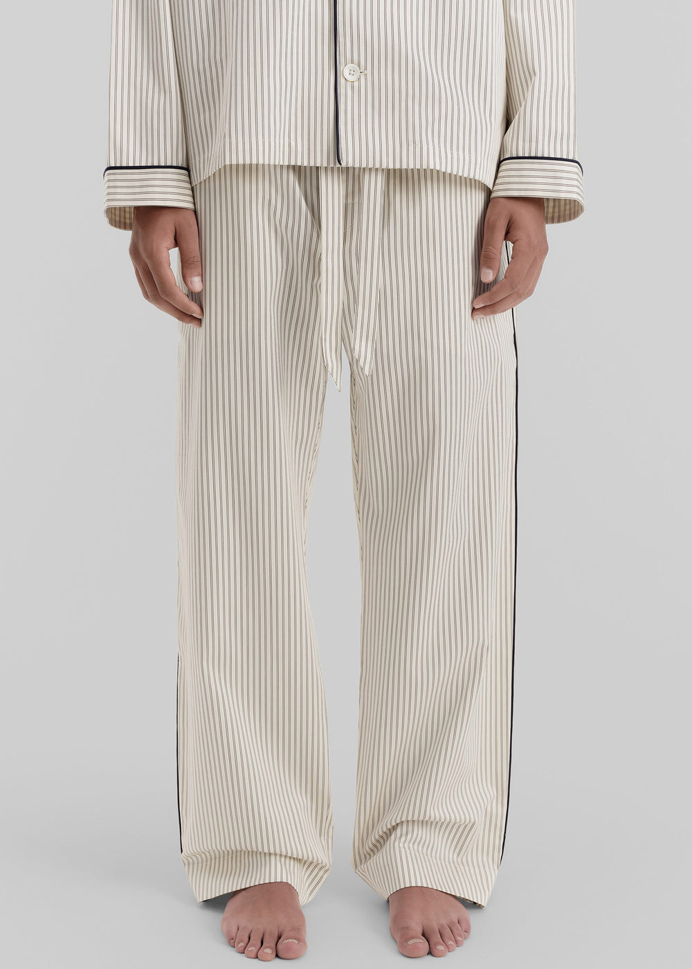 Tekla Sateen Pyjama Pants - Brown Pinstripe - 1