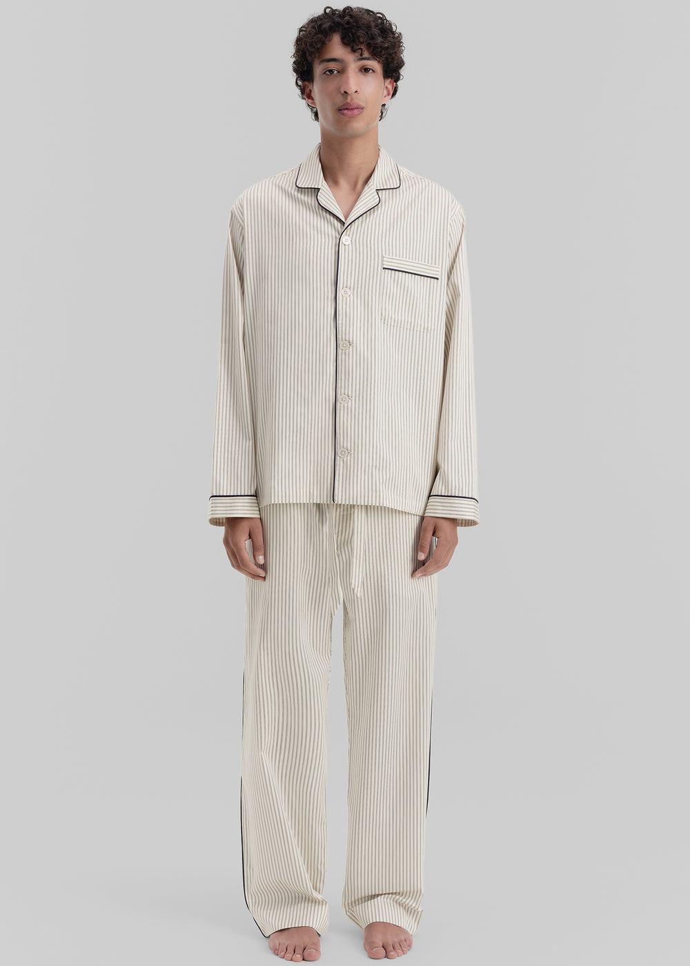 Tekla Sateen Pyjama Pants - Brown Pinstripe