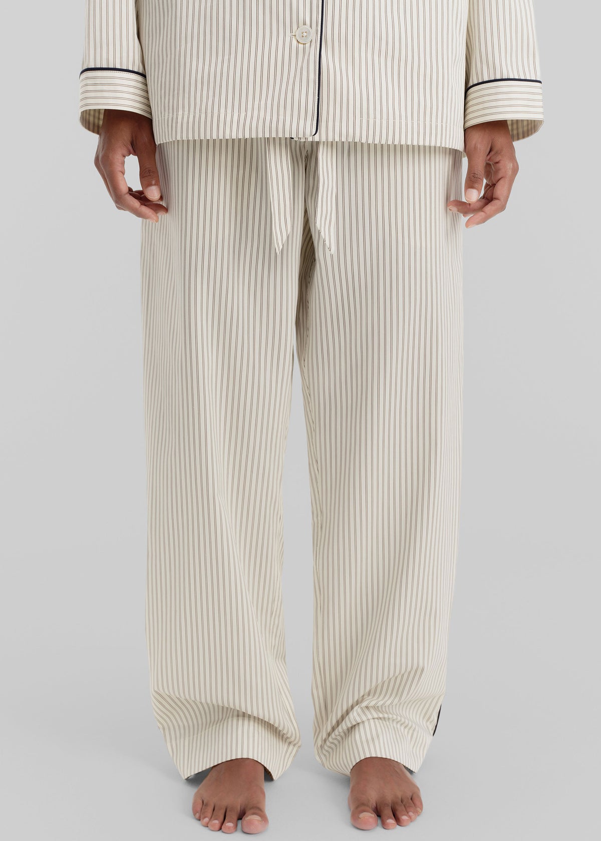 Tekla Sateen Pyjama Pants - Brown Pinstripe - 3
