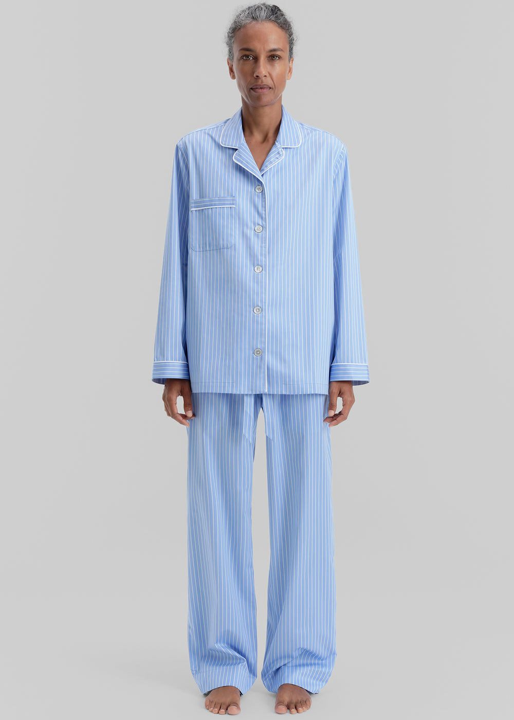 Tekla Sateen Pyjama Pants - Polo Stripes - 1