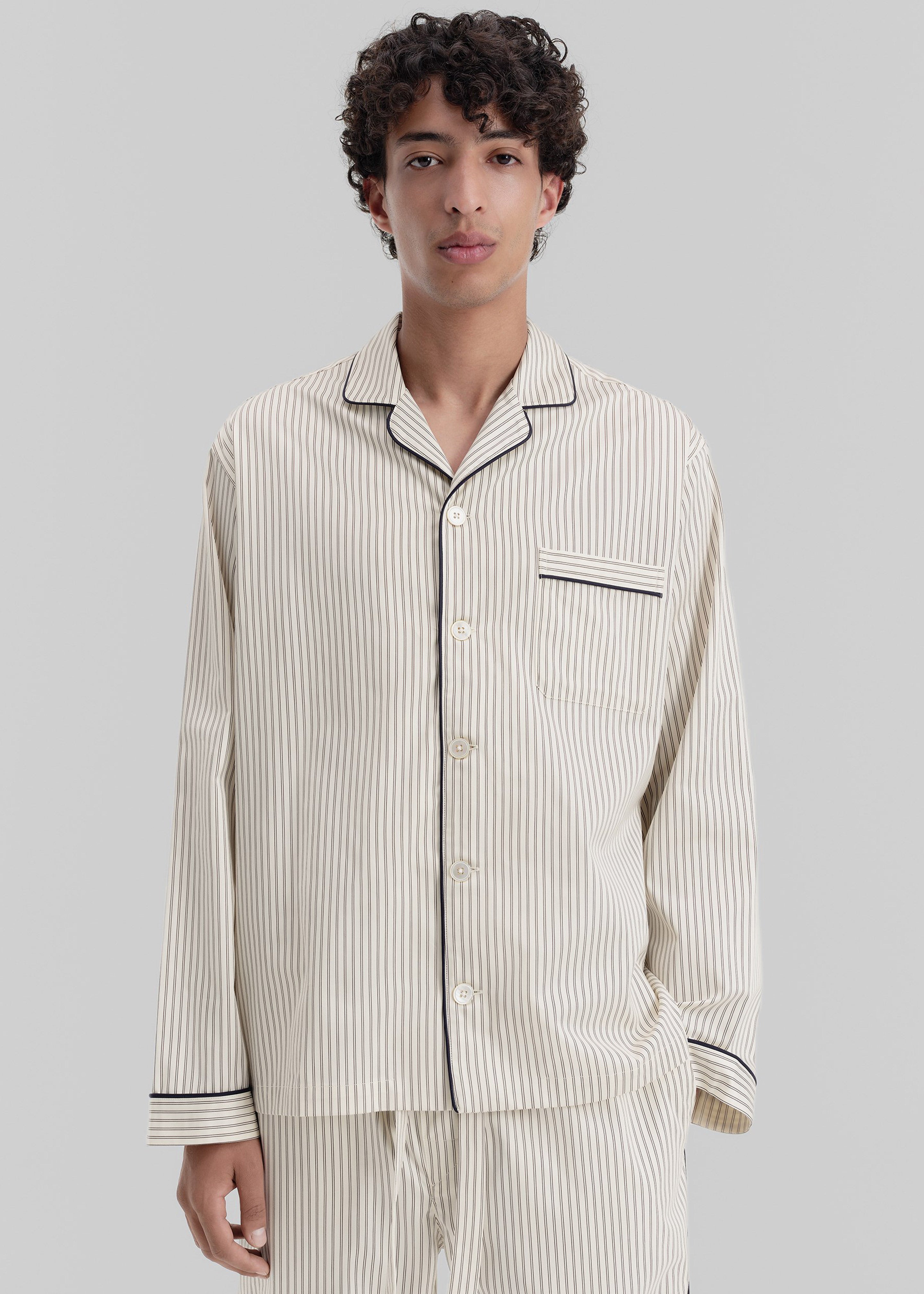 Tekla Sateen Pyjama Shirt - Brown Pinstripe - 5 - [gender-male]