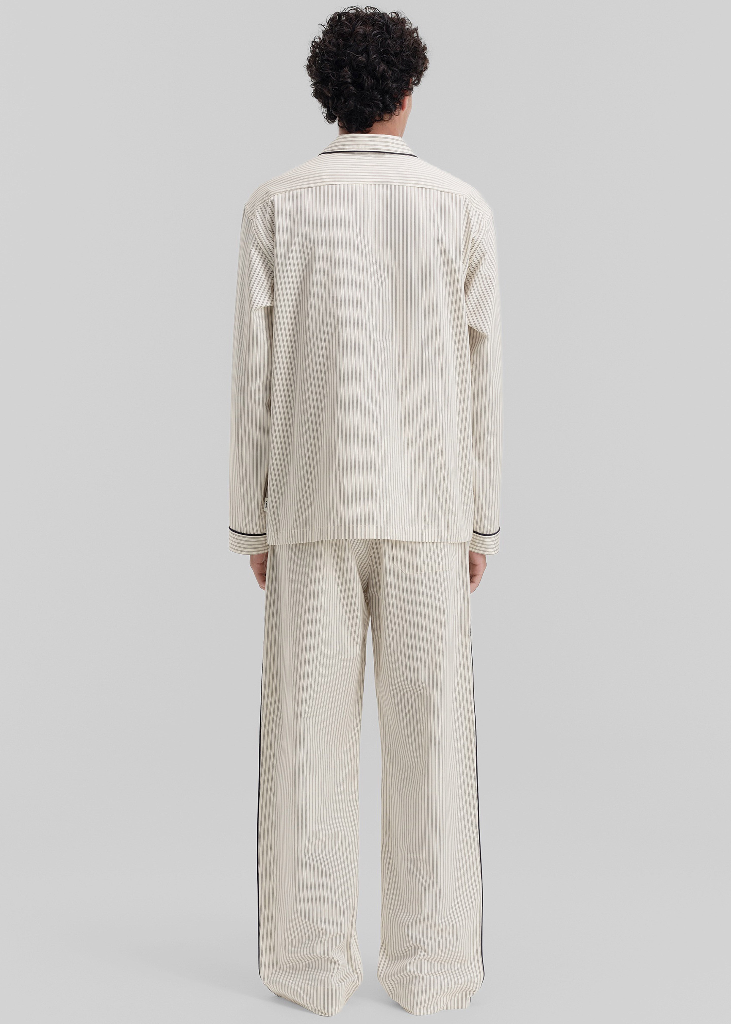 Tekla Sateen Pyjama Shirt - Brown Pinstripe - 8