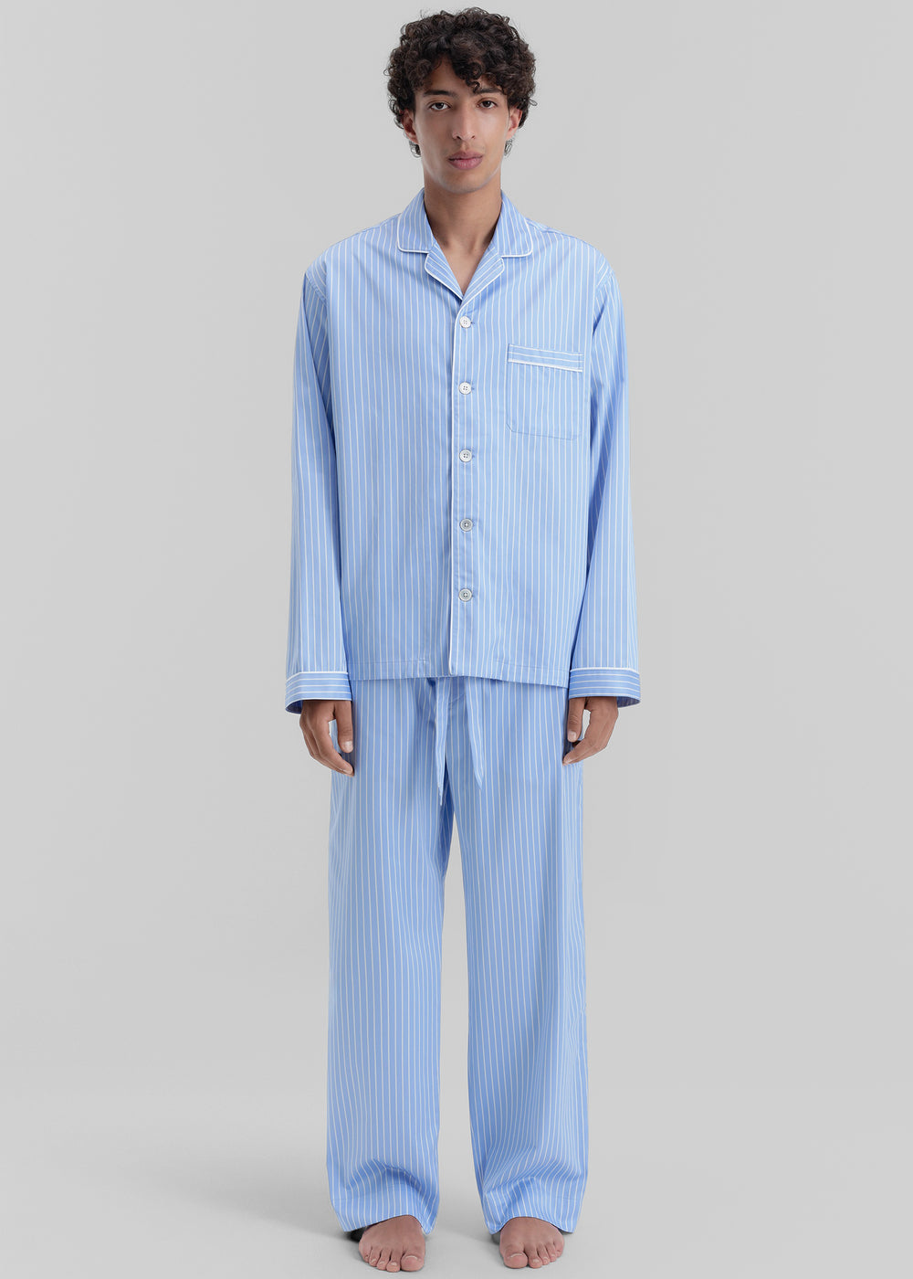 Tekla Sateen Pyjama Shirt - Polo Stripes - 1