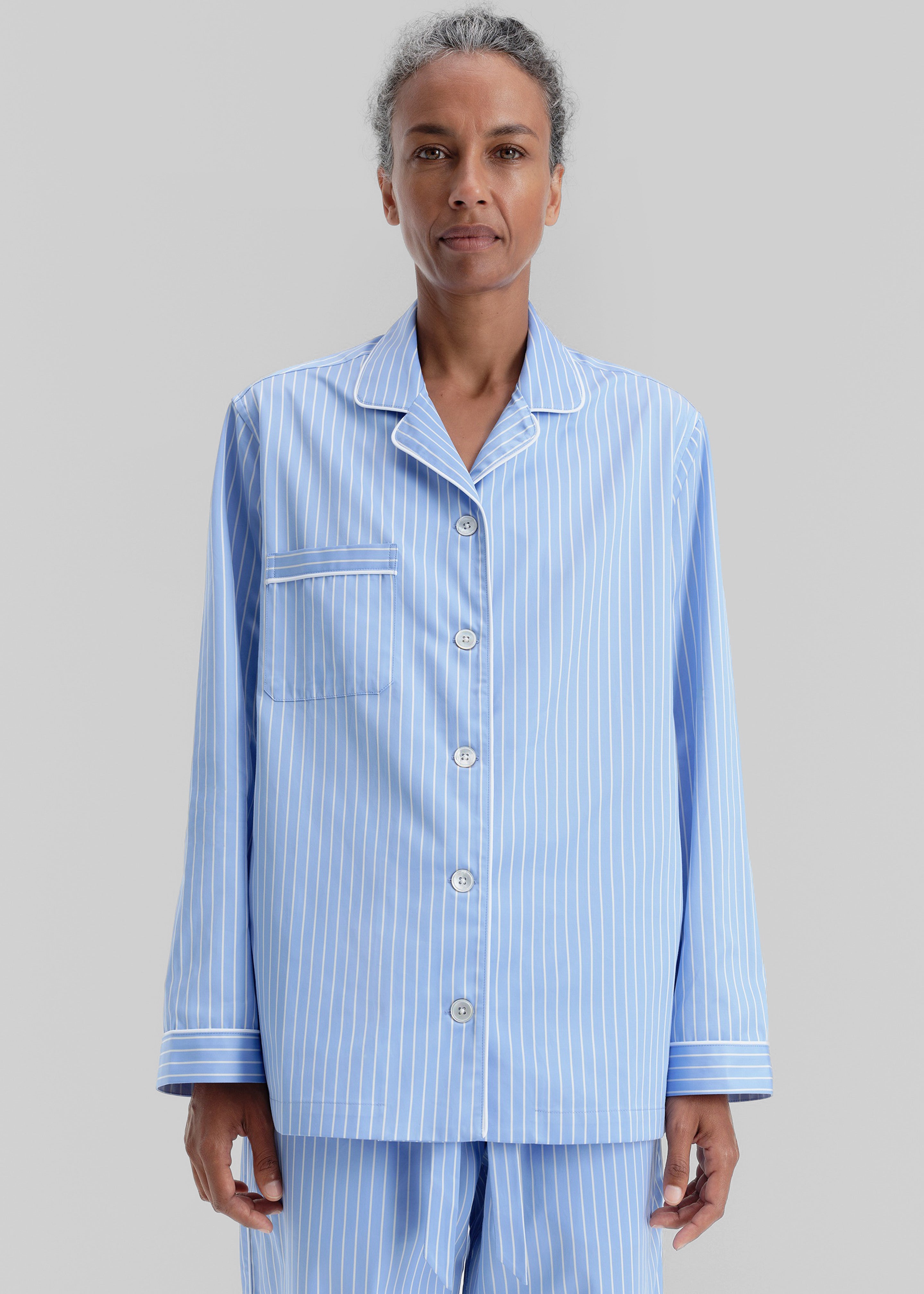 Tekla Sateen Pyjama Shirt - Polo Stripes - 2