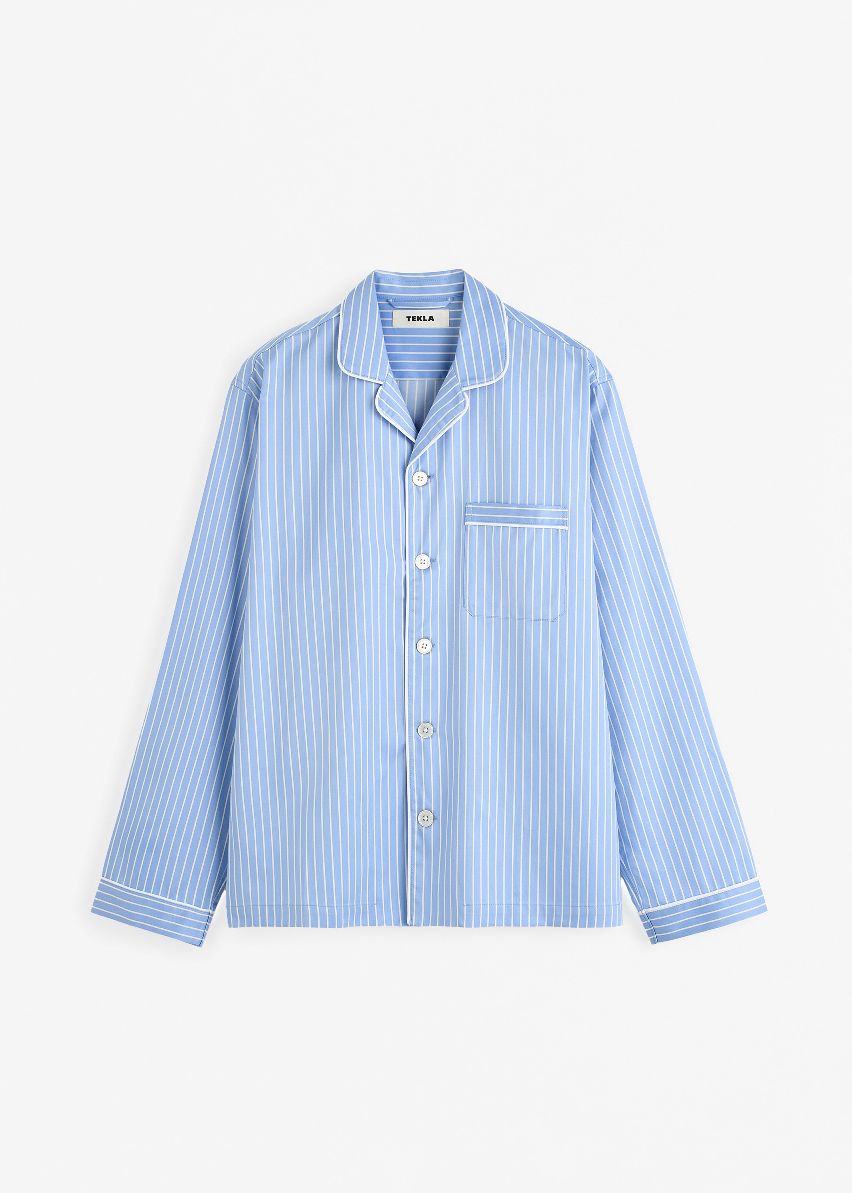 Tekla Sateen Pyjama Shirt - Polo Stripes - 7