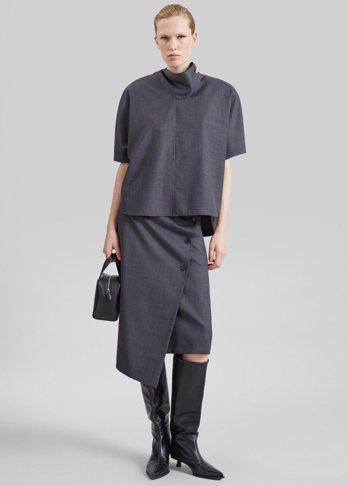 Shop the look image for Telluride Draped Top - Dark Grey