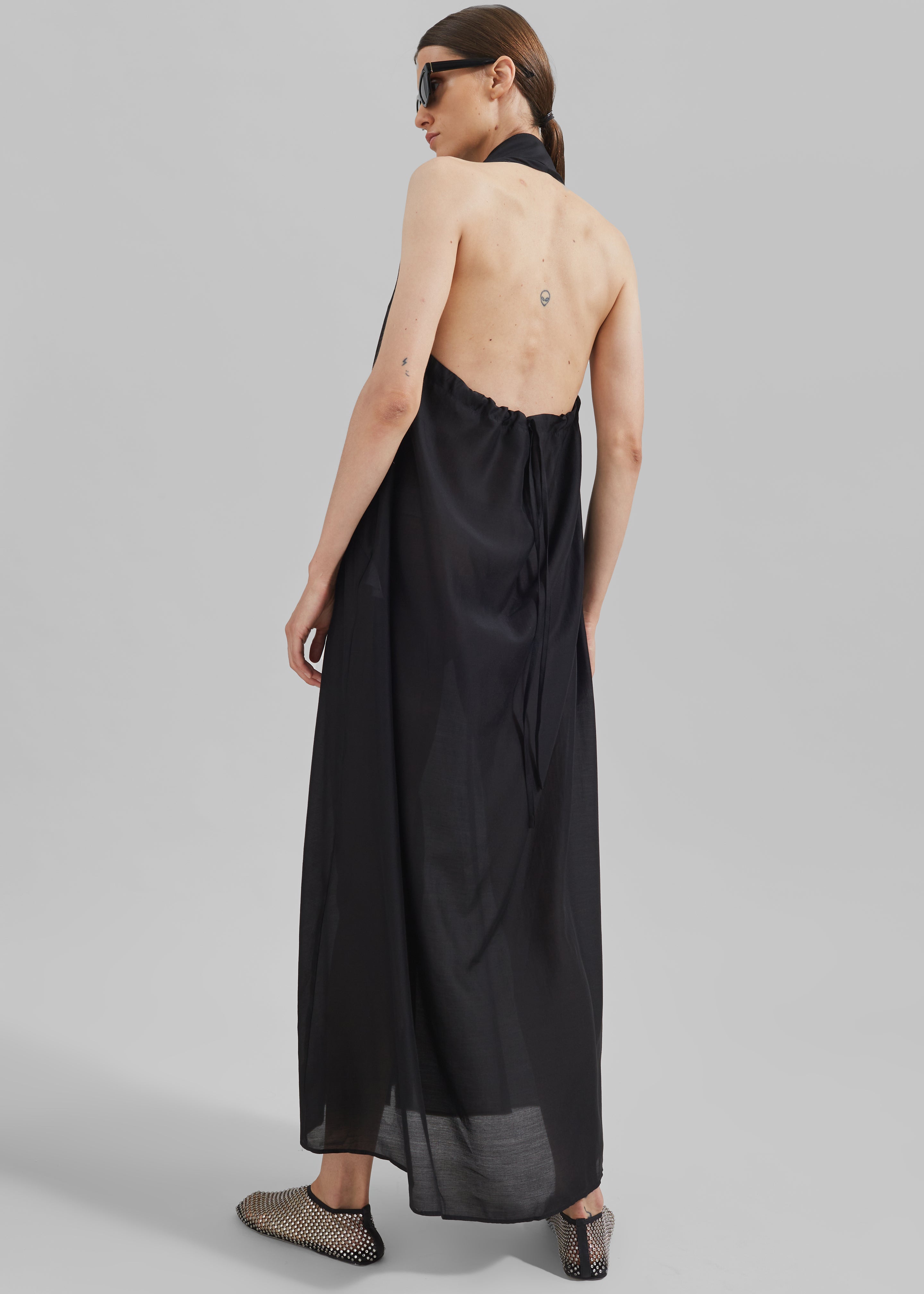 Temi Sheer Halter Dress - Black - 9